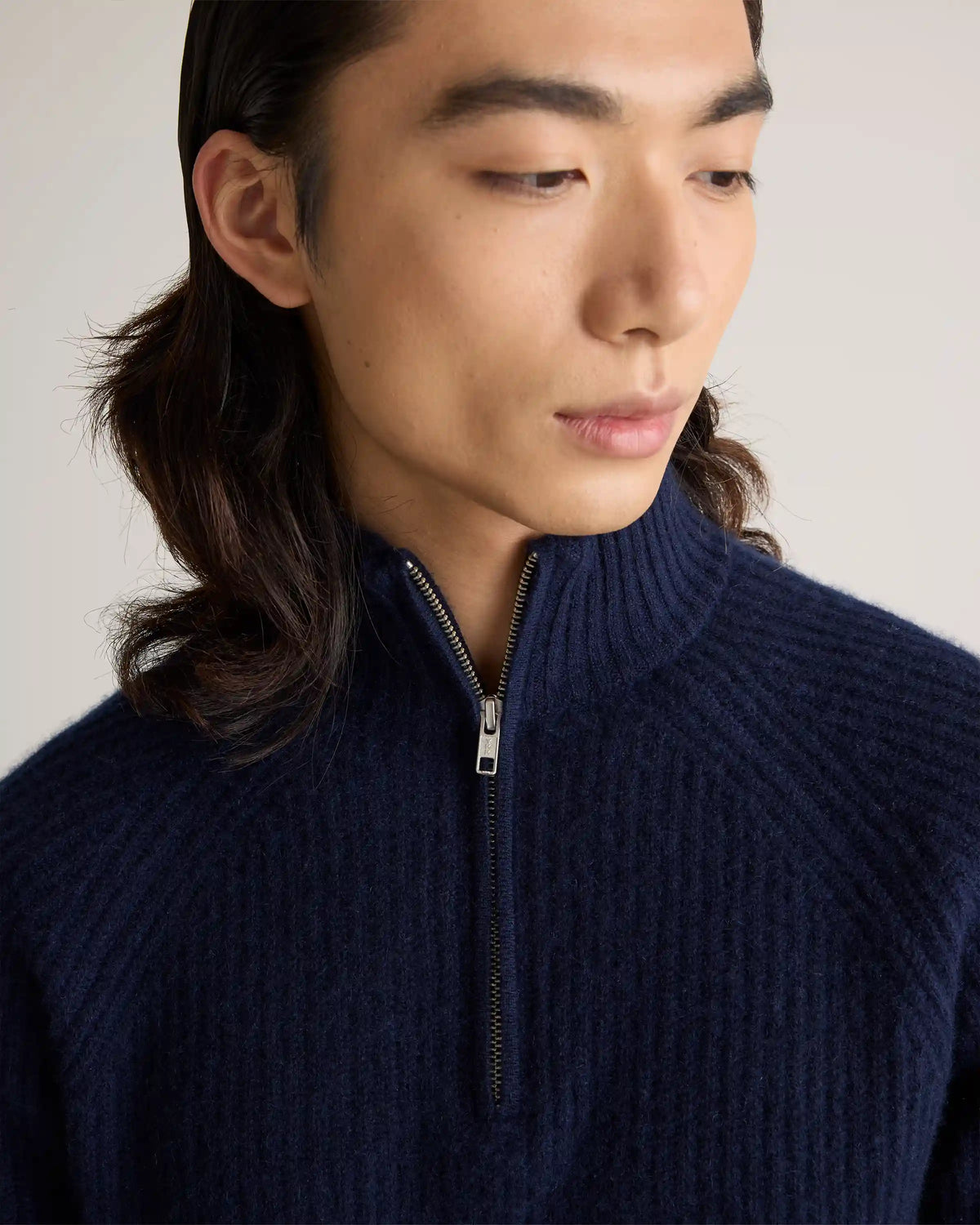Mongolian Cashmere Fisherman Quarter Zip Sweater