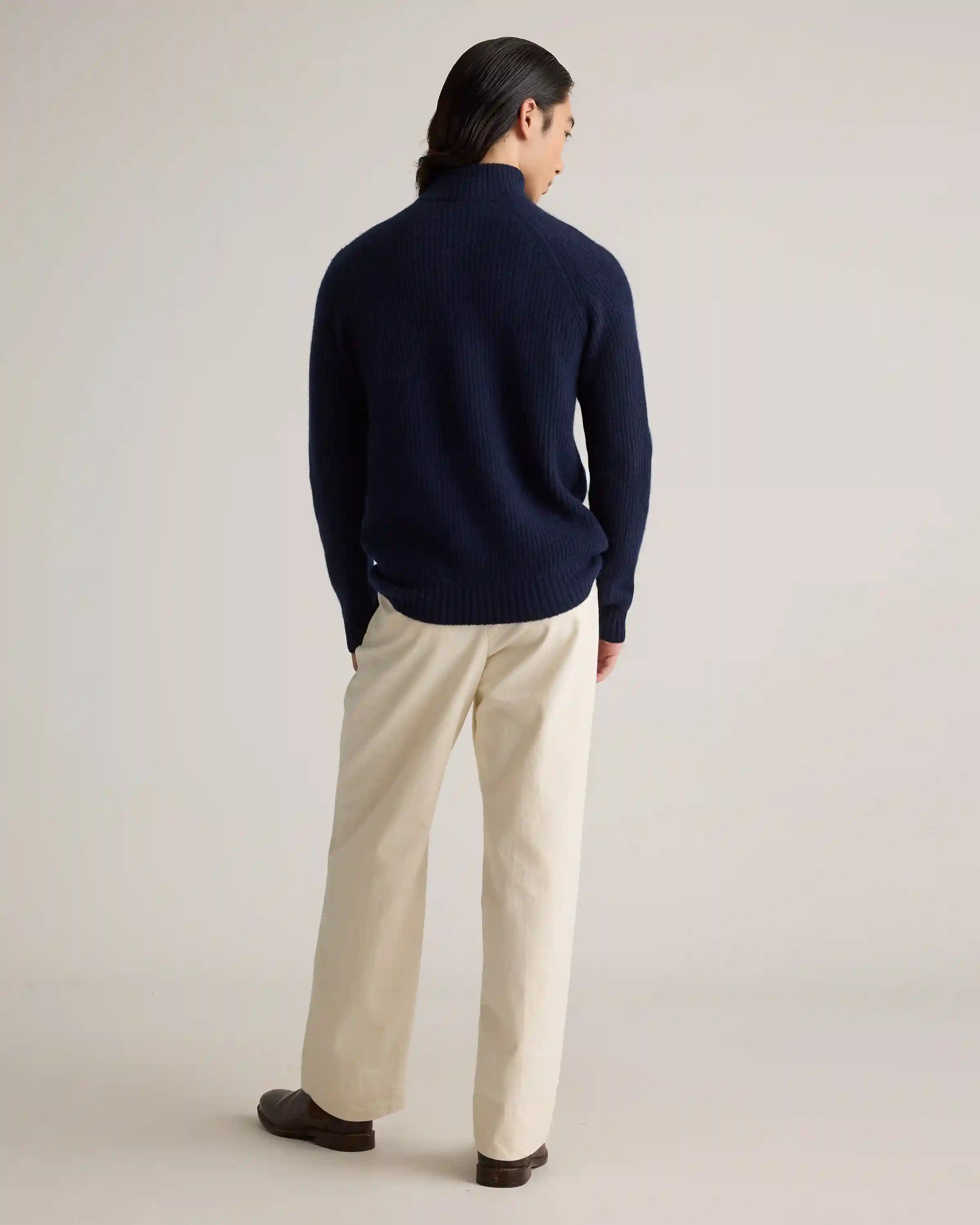 Mongolian Cashmere Fisherman Quarter Zip Sweater