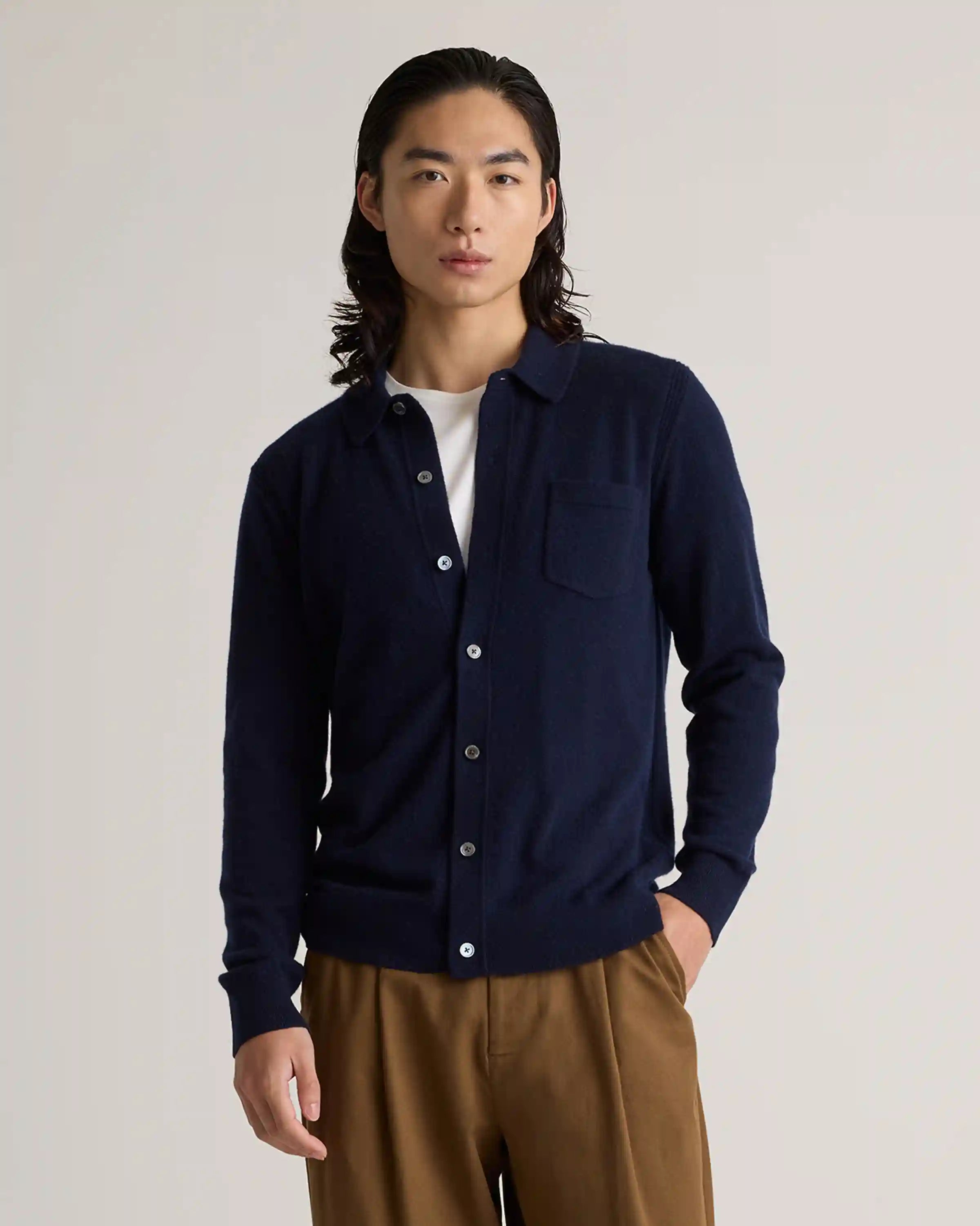 Mongolian Cashmere Button Down Sweater
