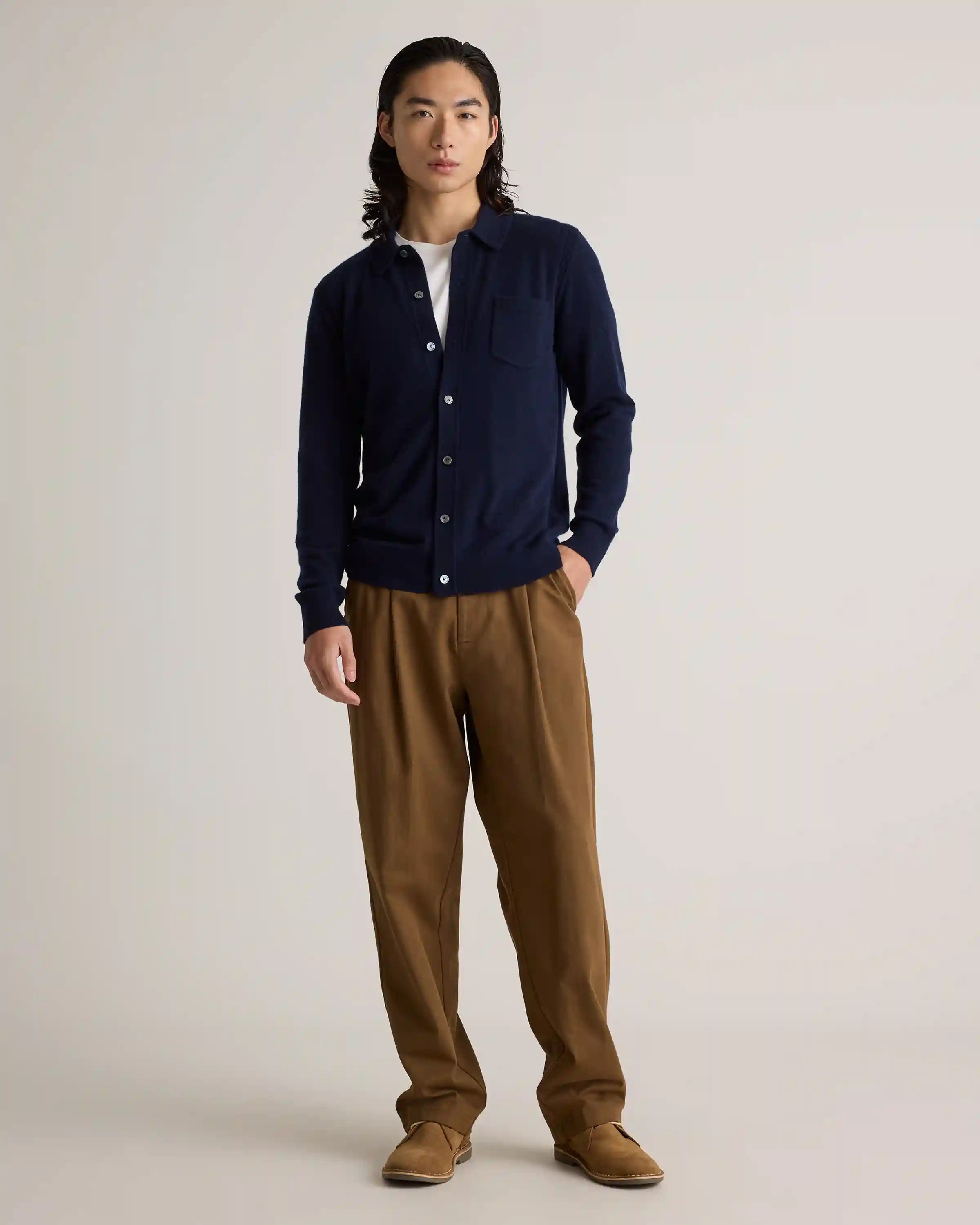 Mongolian Cashmere Button Down Sweater