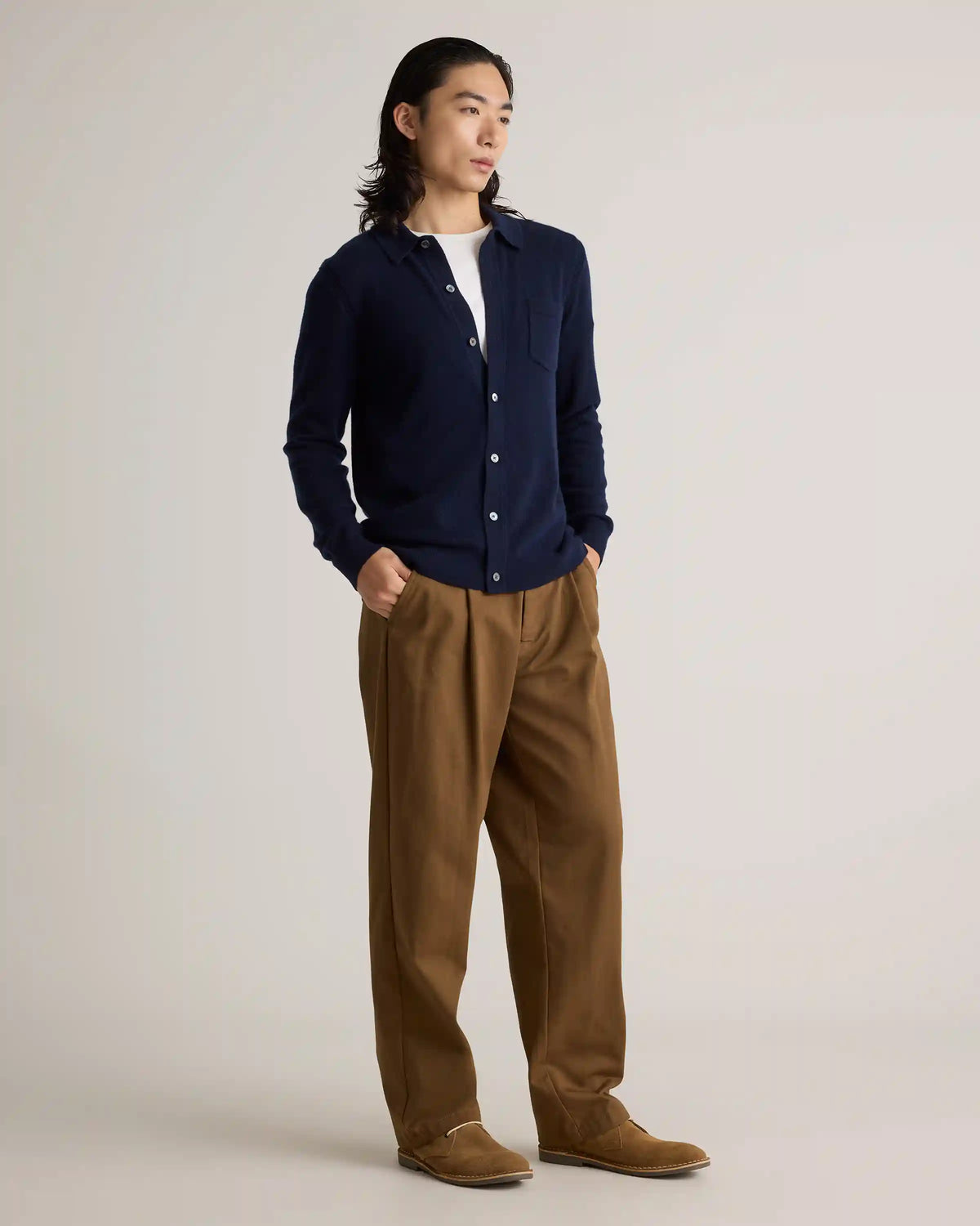 Mongolian Cashmere Button Down Sweater