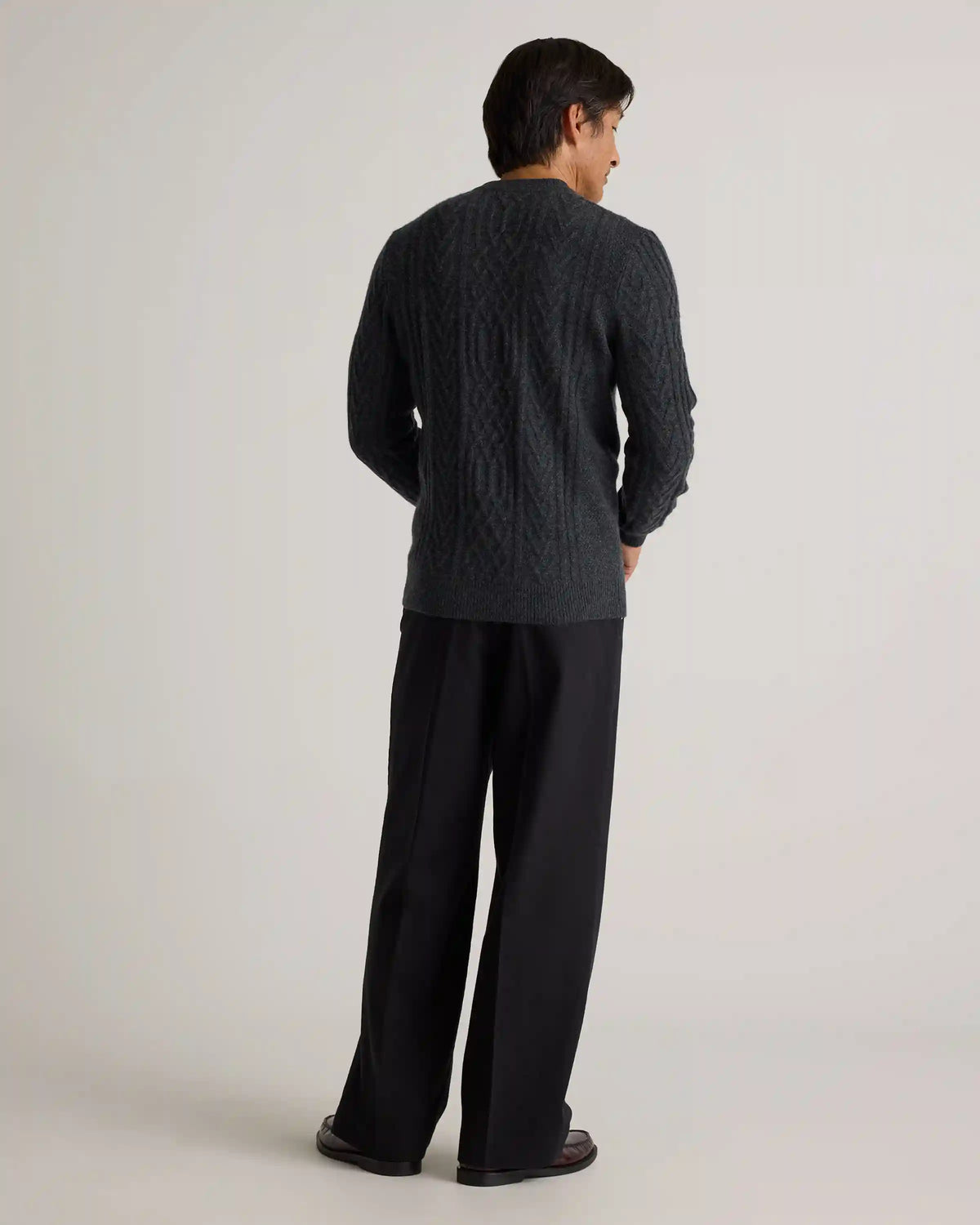 Mongolian Cashmere Cable Crewneck Sweater