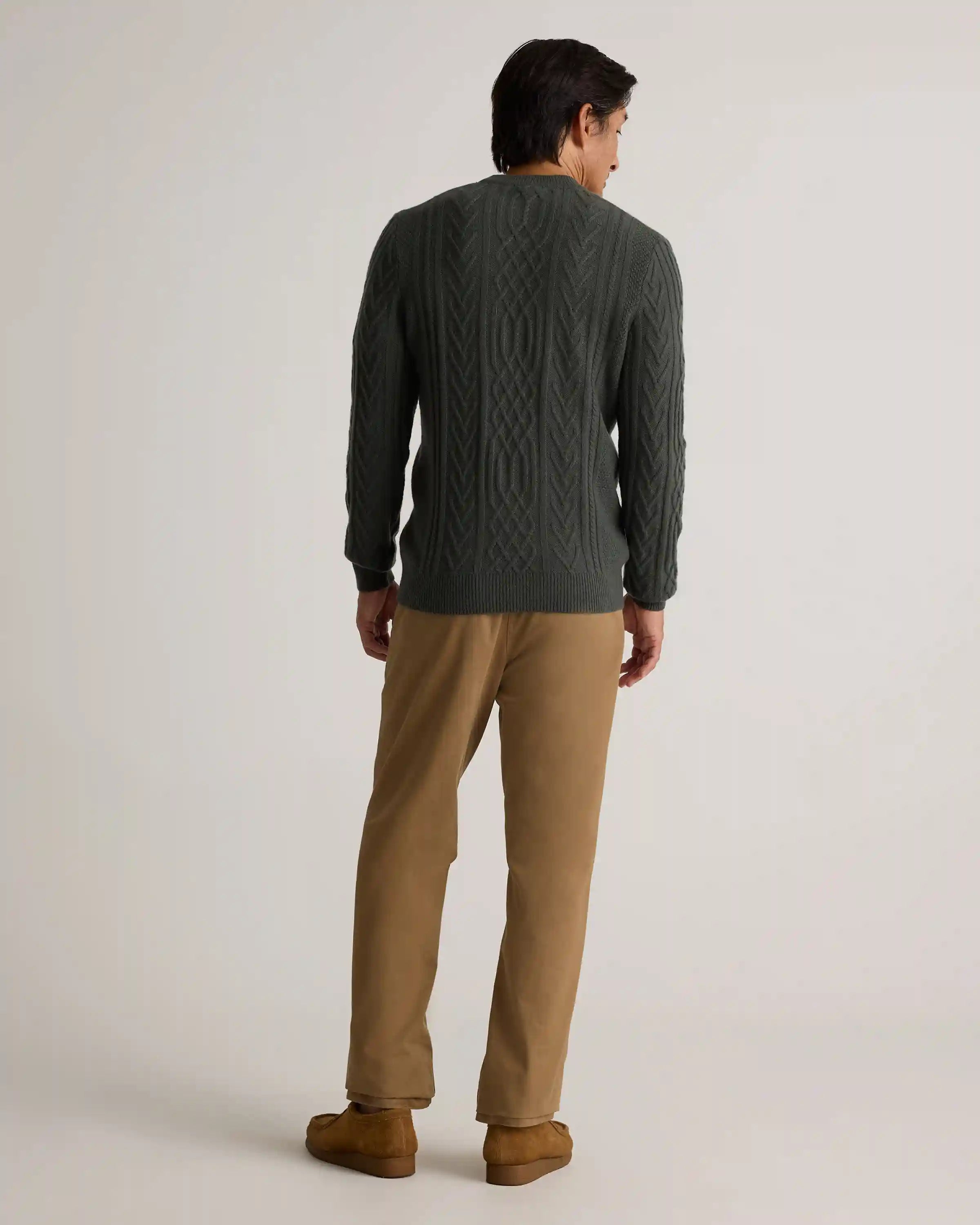 Mongolian Cashmere Cable Crewneck Sweater