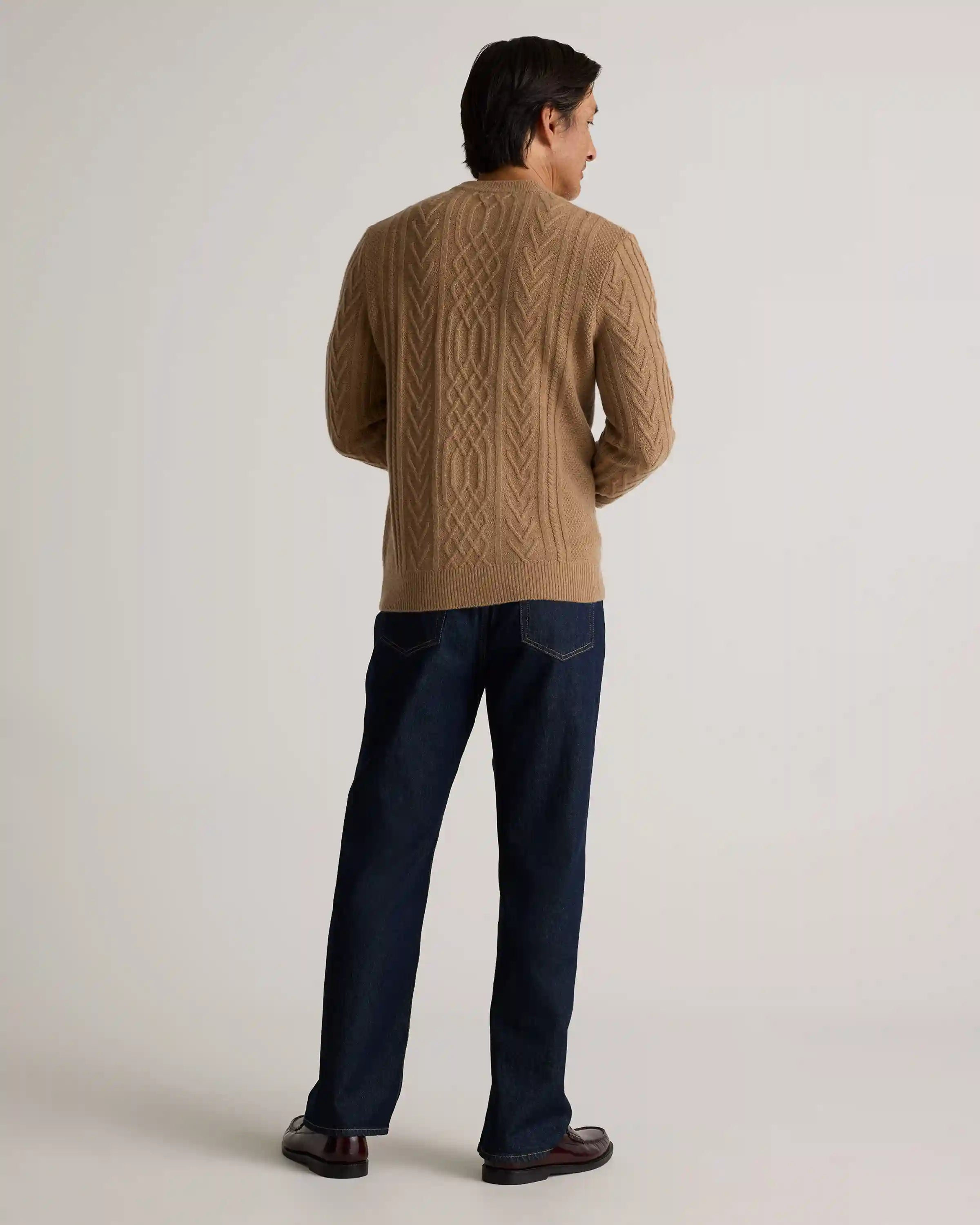 Mongolian Cashmere Cable Crewneck Sweater