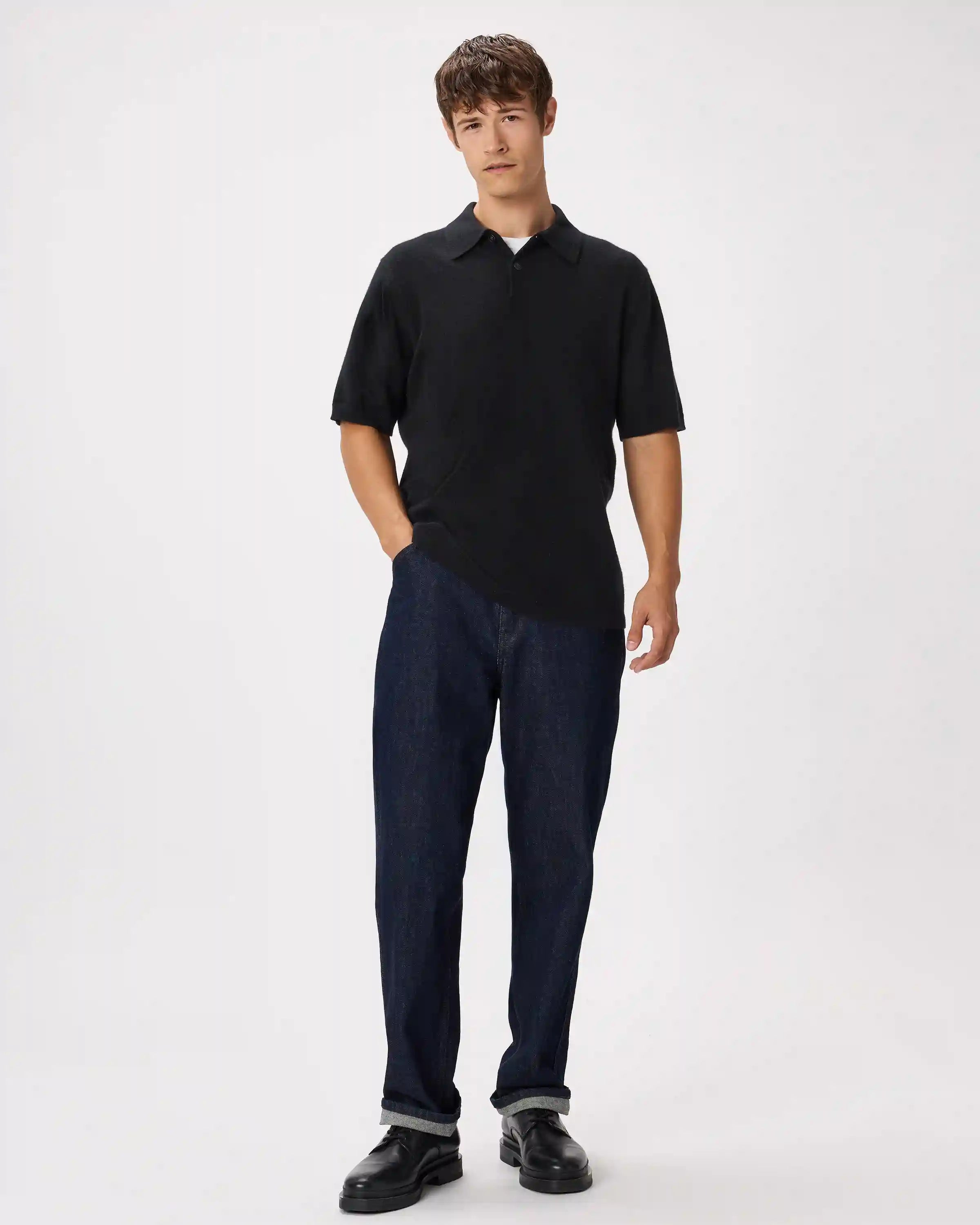 100% Mongolian Cashmere Short Sleeve Polo Sweater