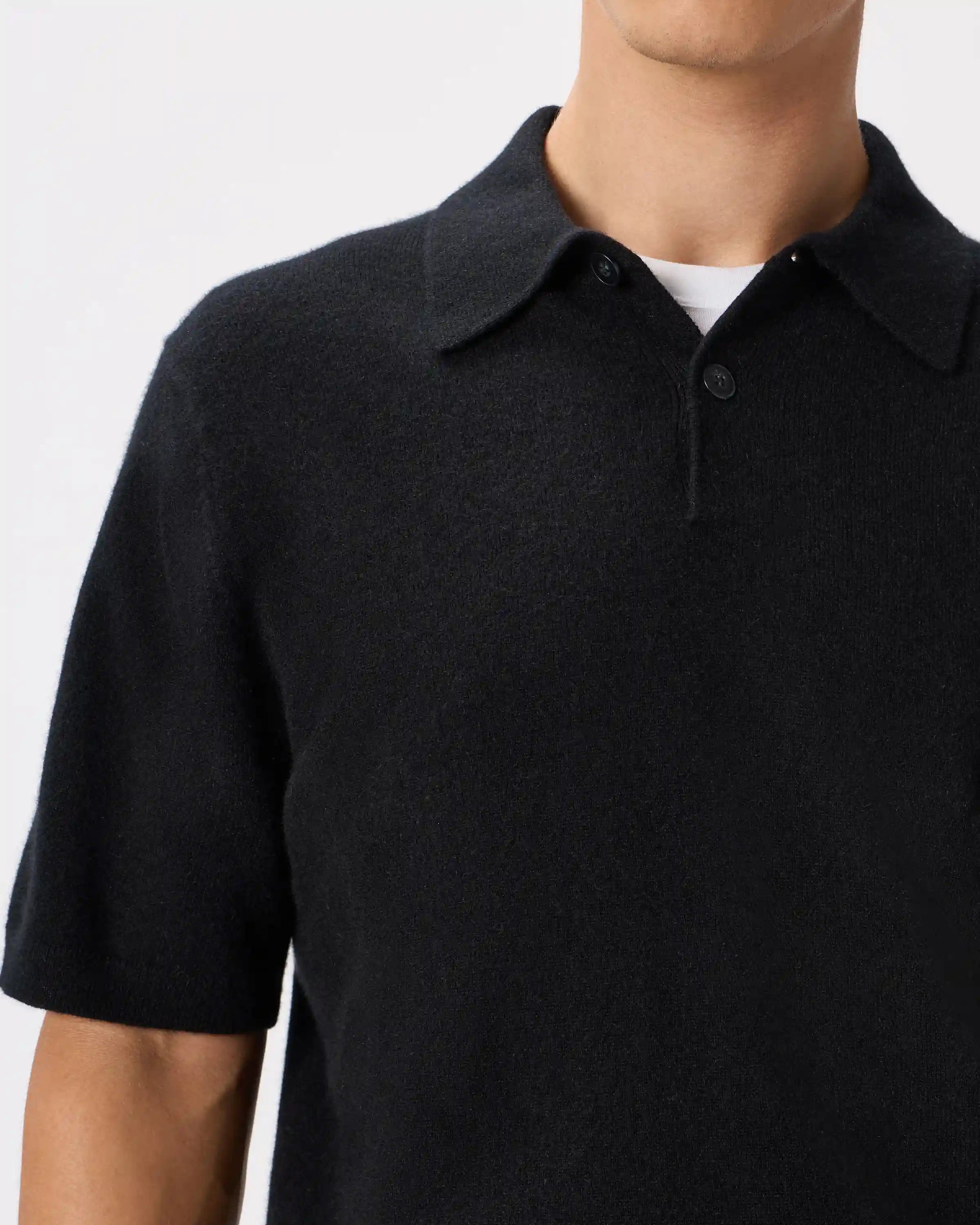 100% Mongolian Cashmere Short Sleeve Polo Sweater