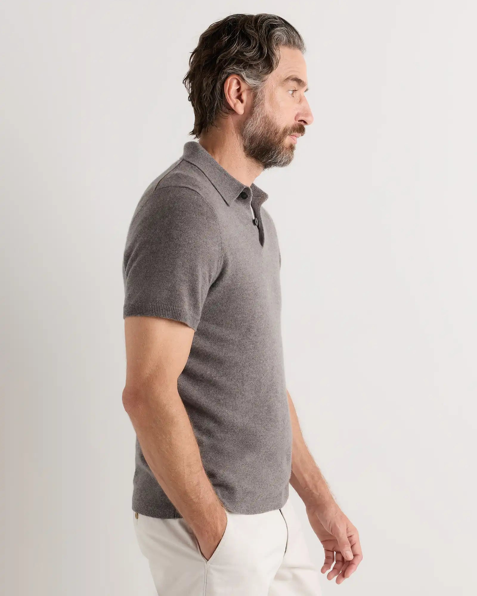 100% Mongolian Cashmere Short Sleeve Polo Sweater