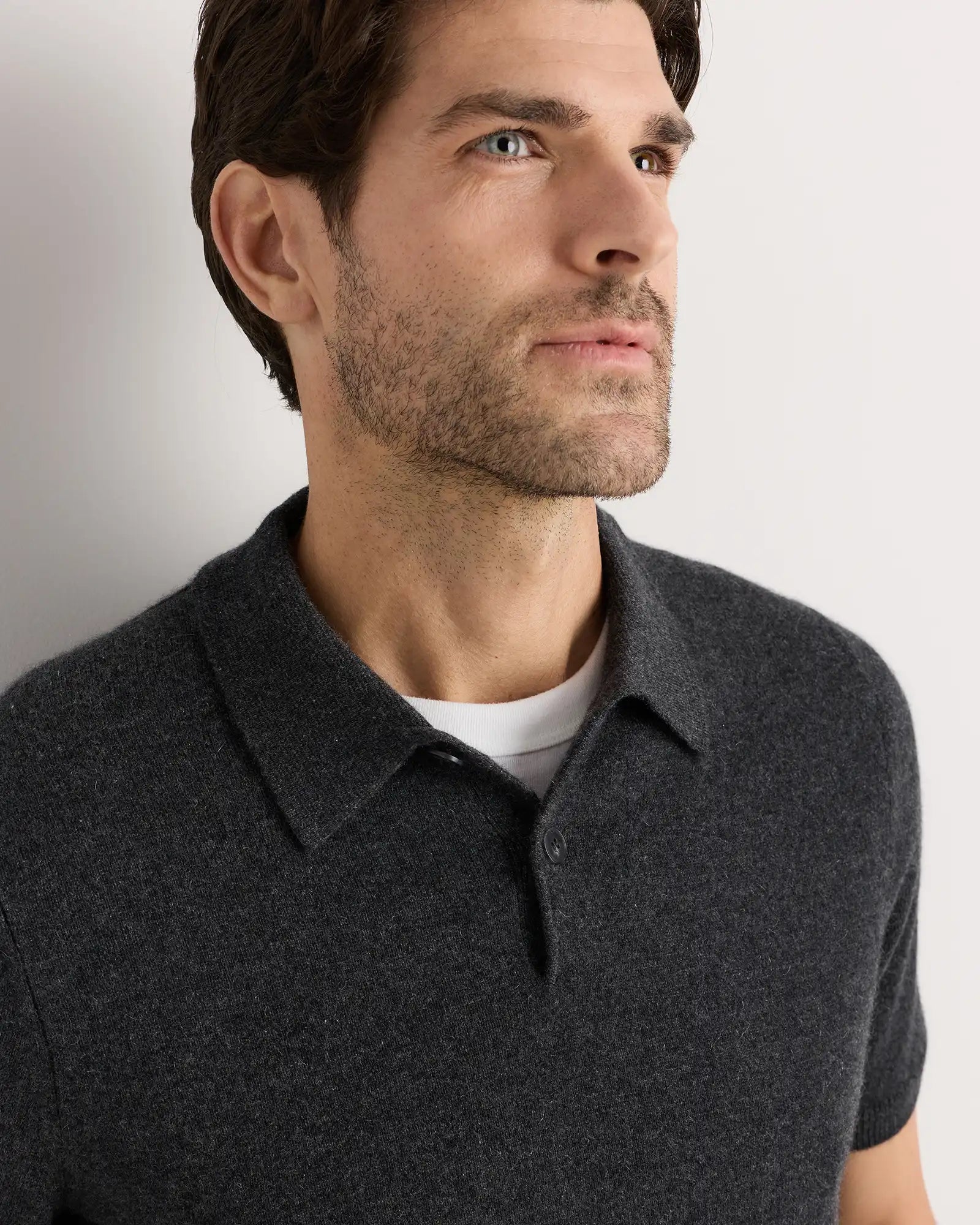 100% Mongolian Cashmere Short Sleeve Polo Sweater
