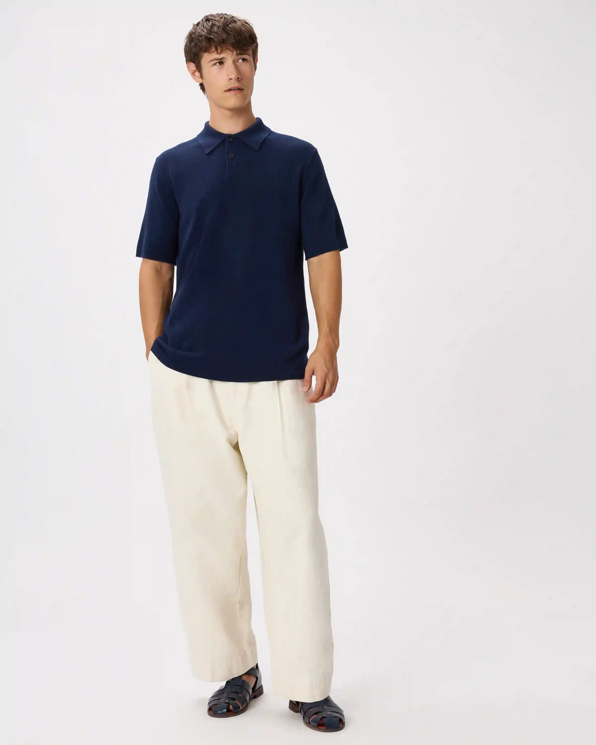100% Mongolian Cashmere Short Sleeve Polo Sweater
