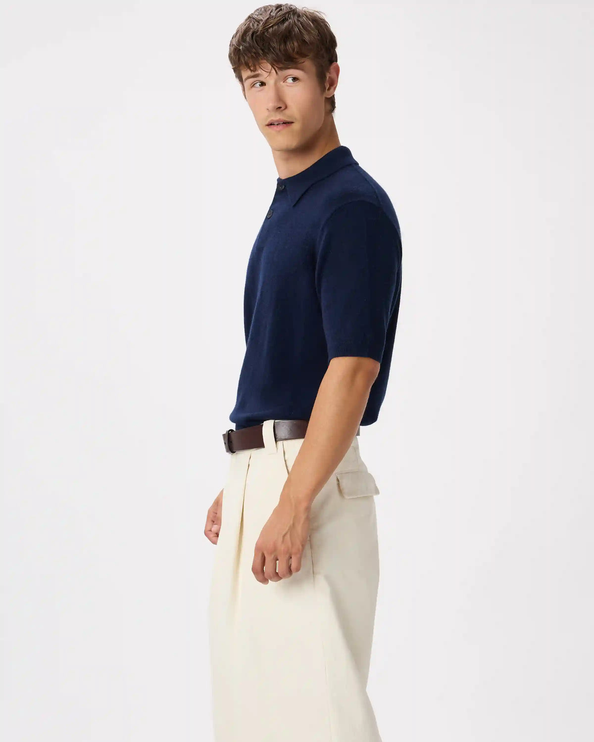 100% Mongolian Cashmere Short Sleeve Polo Sweater
