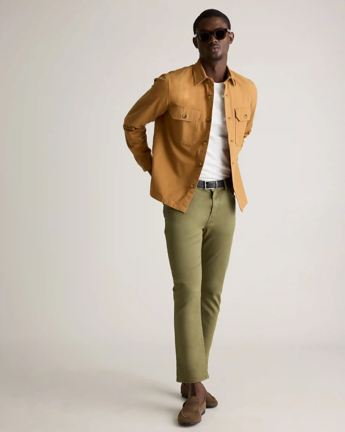 Double-Brushed Stretch Overshirt Jacket