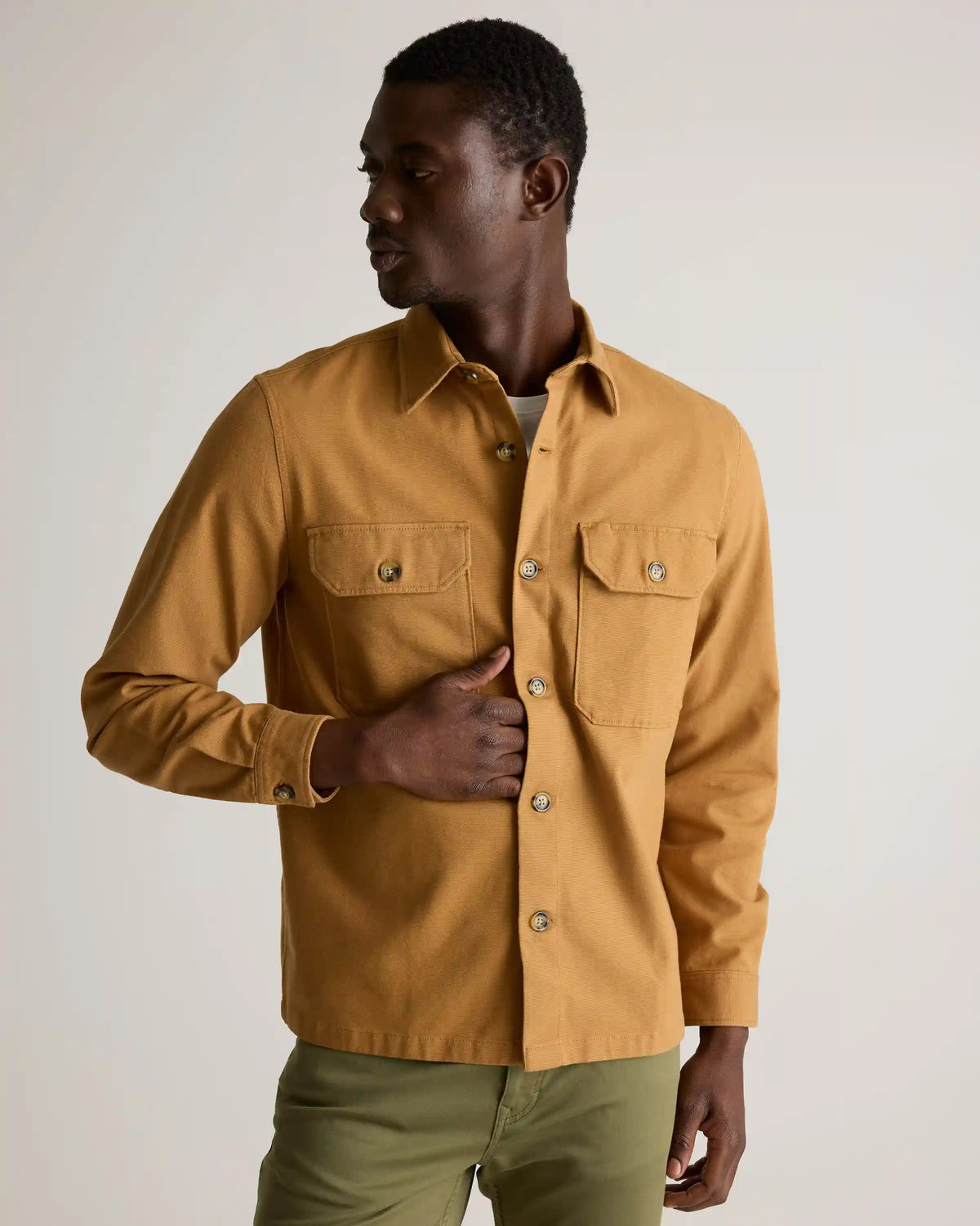Double-Brushed Stretch Overshirt Jacket