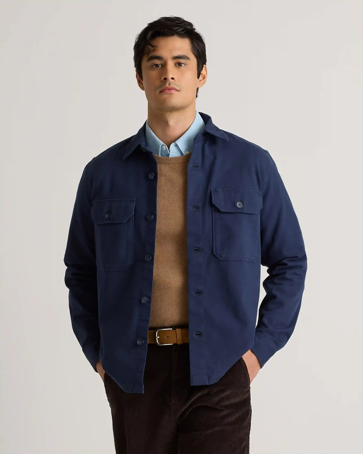 Double-Brushed Stretch Overshirt Jacket