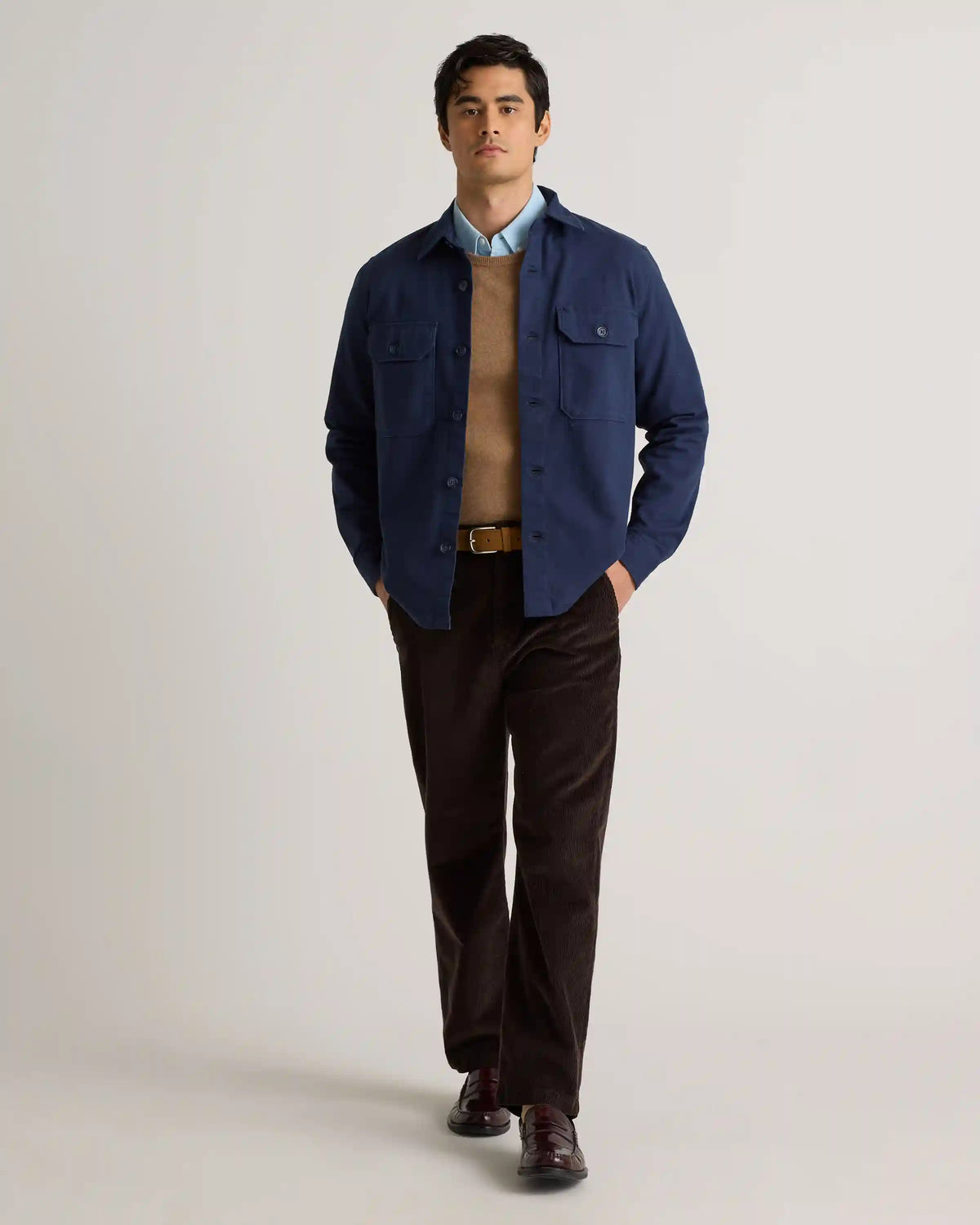 Double-Brushed Stretch Overshirt Jacket