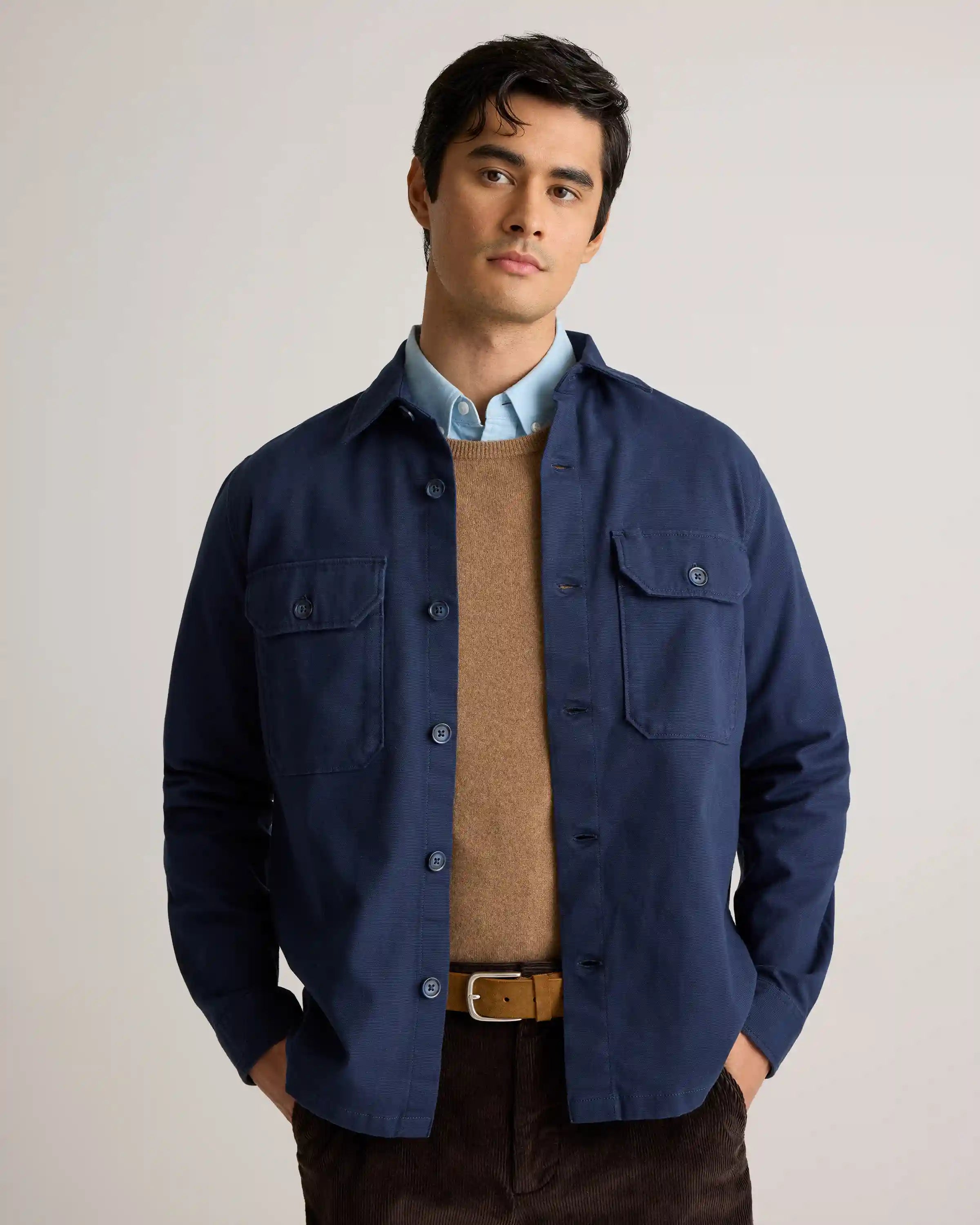 Double-Brushed Stretch Overshirt Jacket