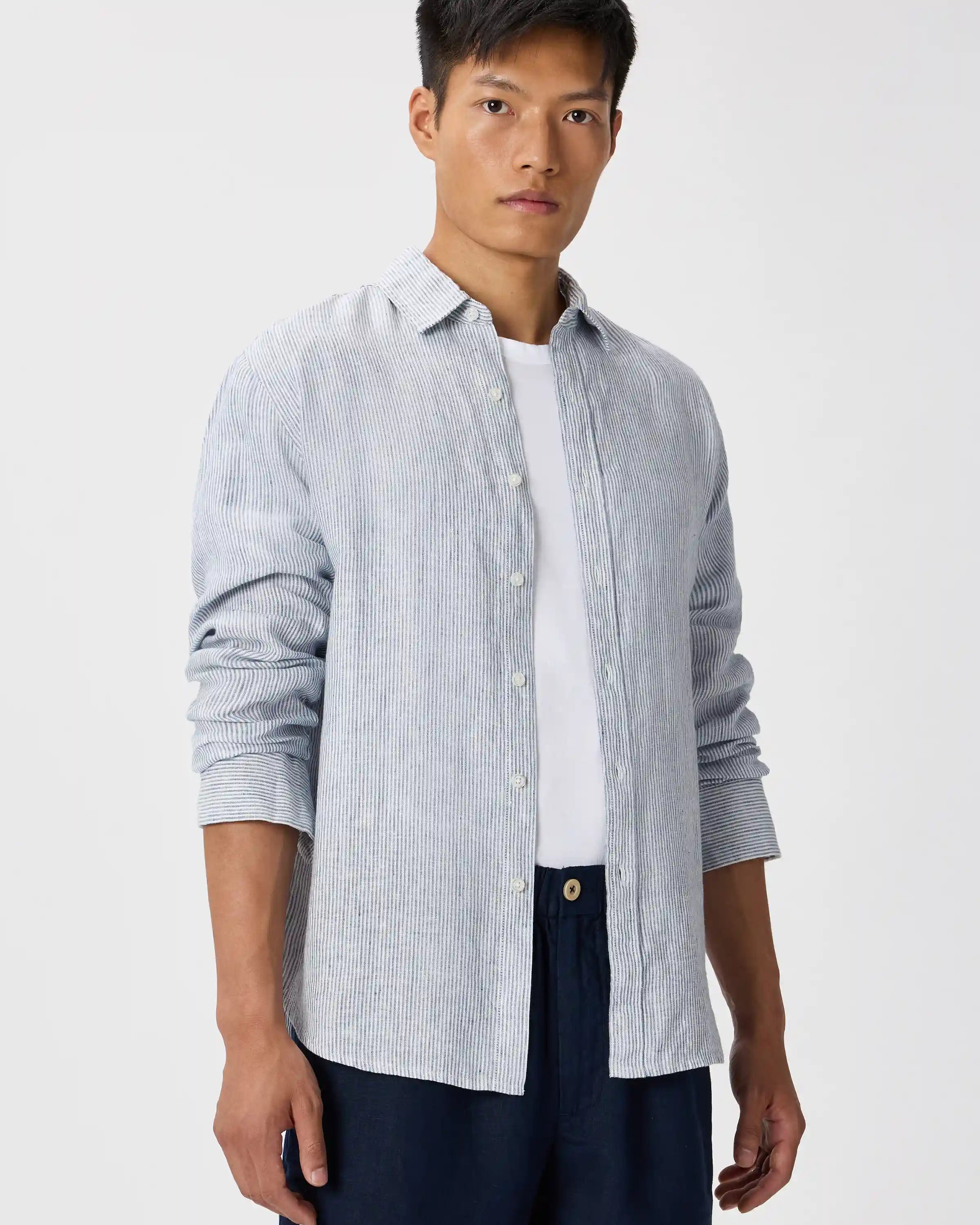 100% European Linen Relaxed Long Sleeve Shirt