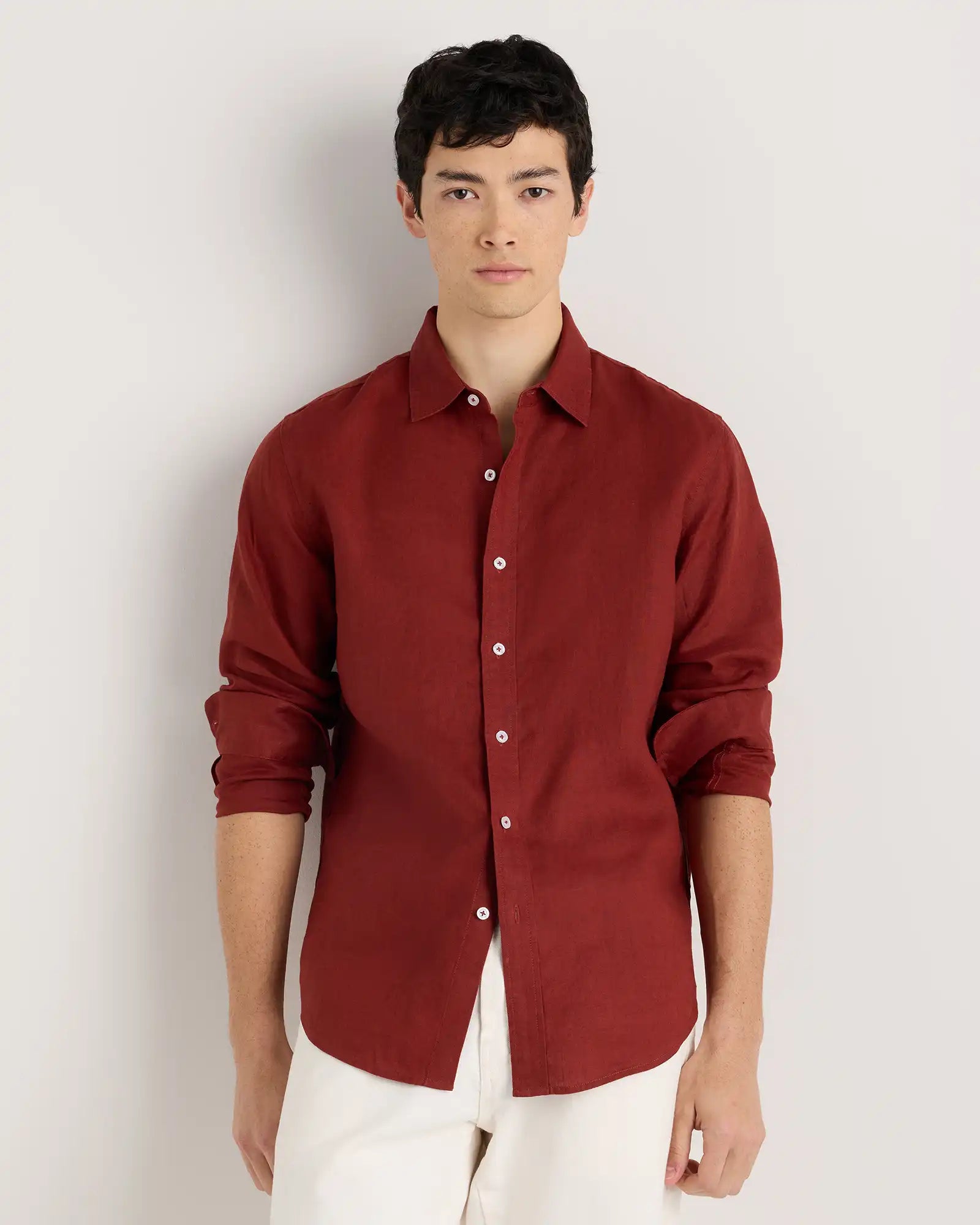 100% European Linen Relaxed Long Sleeve Shirt