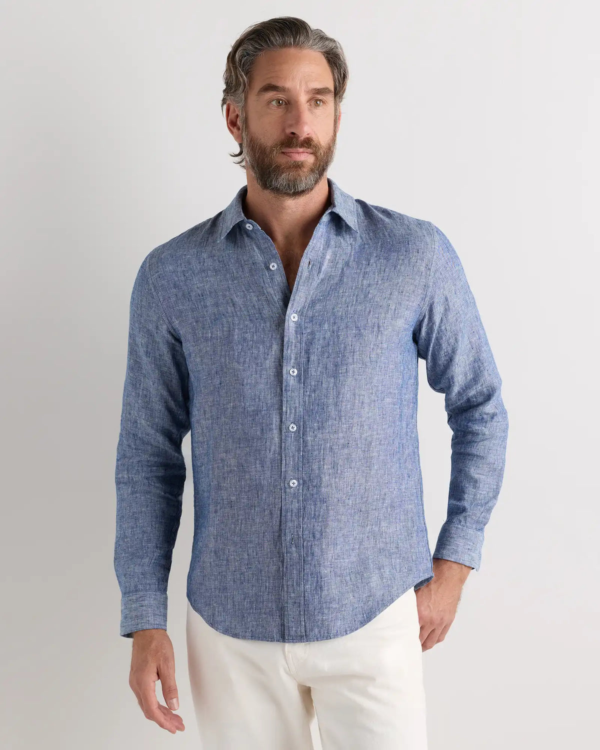 100% European Linen Relaxed Long Sleeve Shirt