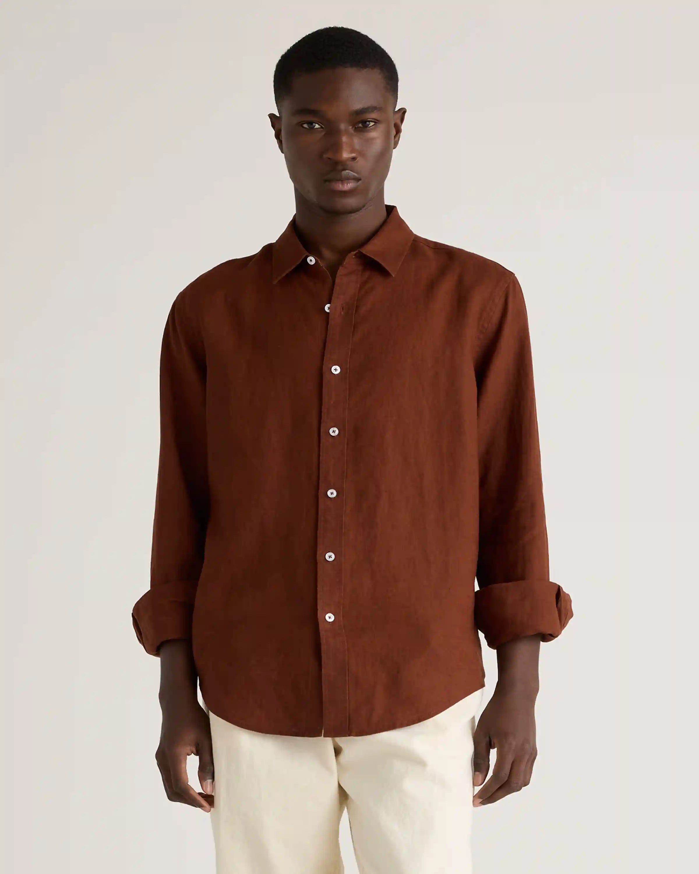 100% European Linen Relaxed Long Sleeve Shirt