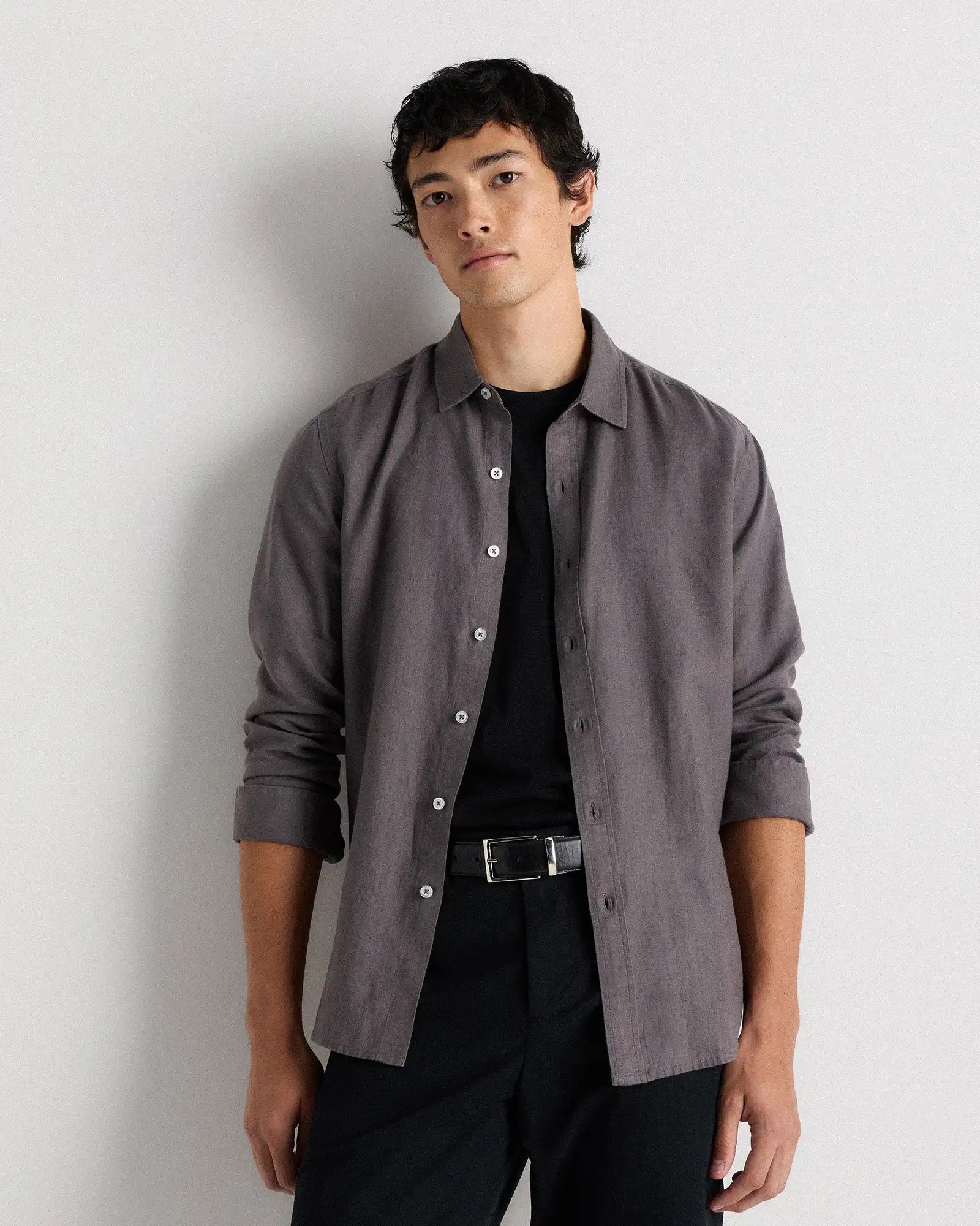 100% European Linen Relaxed Long Sleeve Shirt