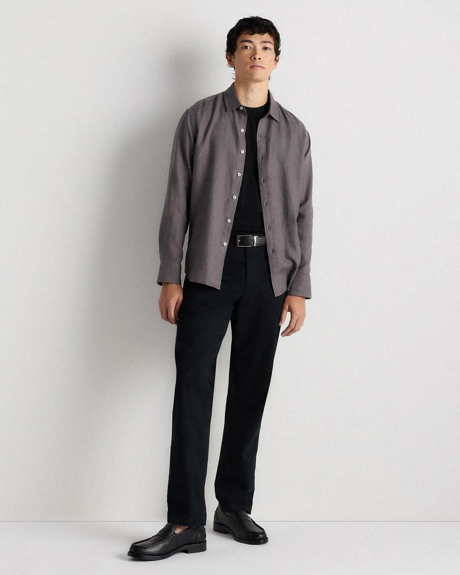 100% European Linen Relaxed Long Sleeve Shirt