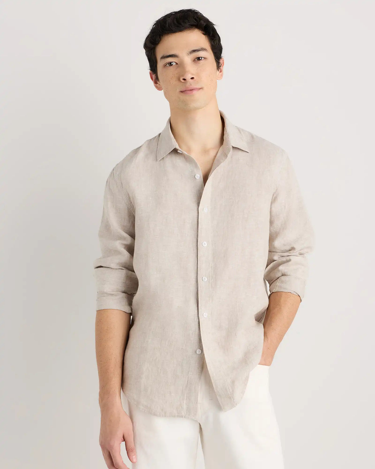 100% European Linen Relaxed Long Sleeve Shirt