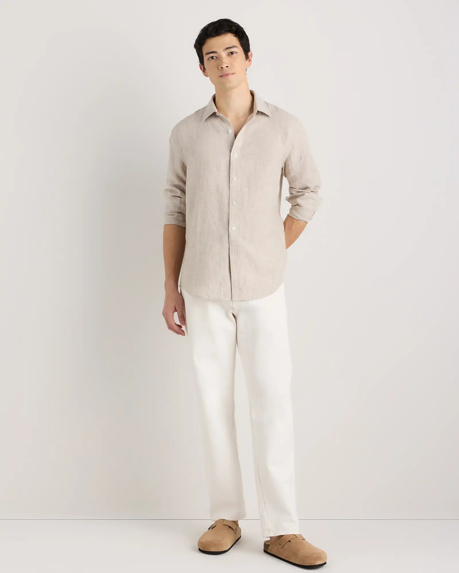100% European Linen Relaxed Long Sleeve Shirt