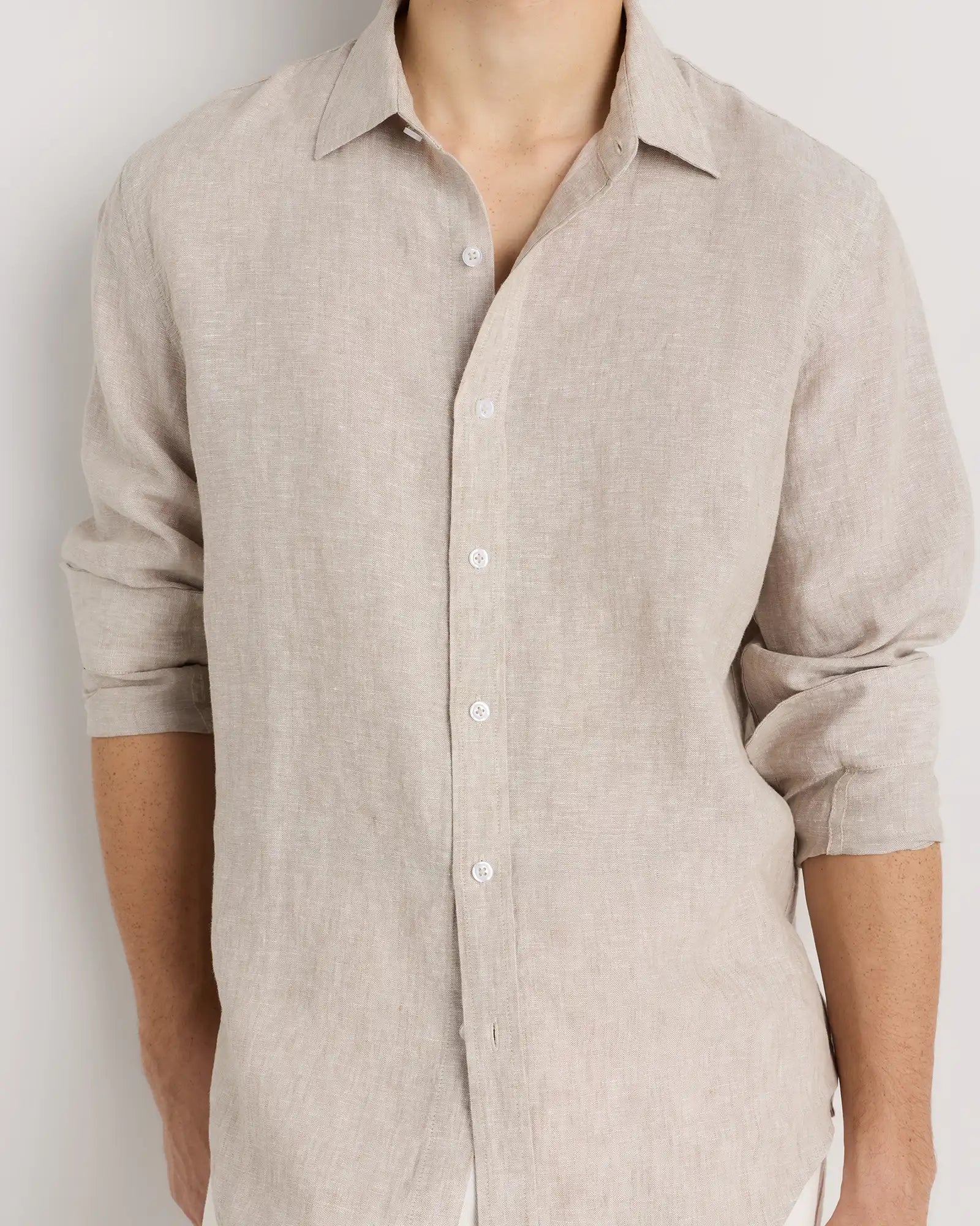 100% European Linen Relaxed Long Sleeve Shirt