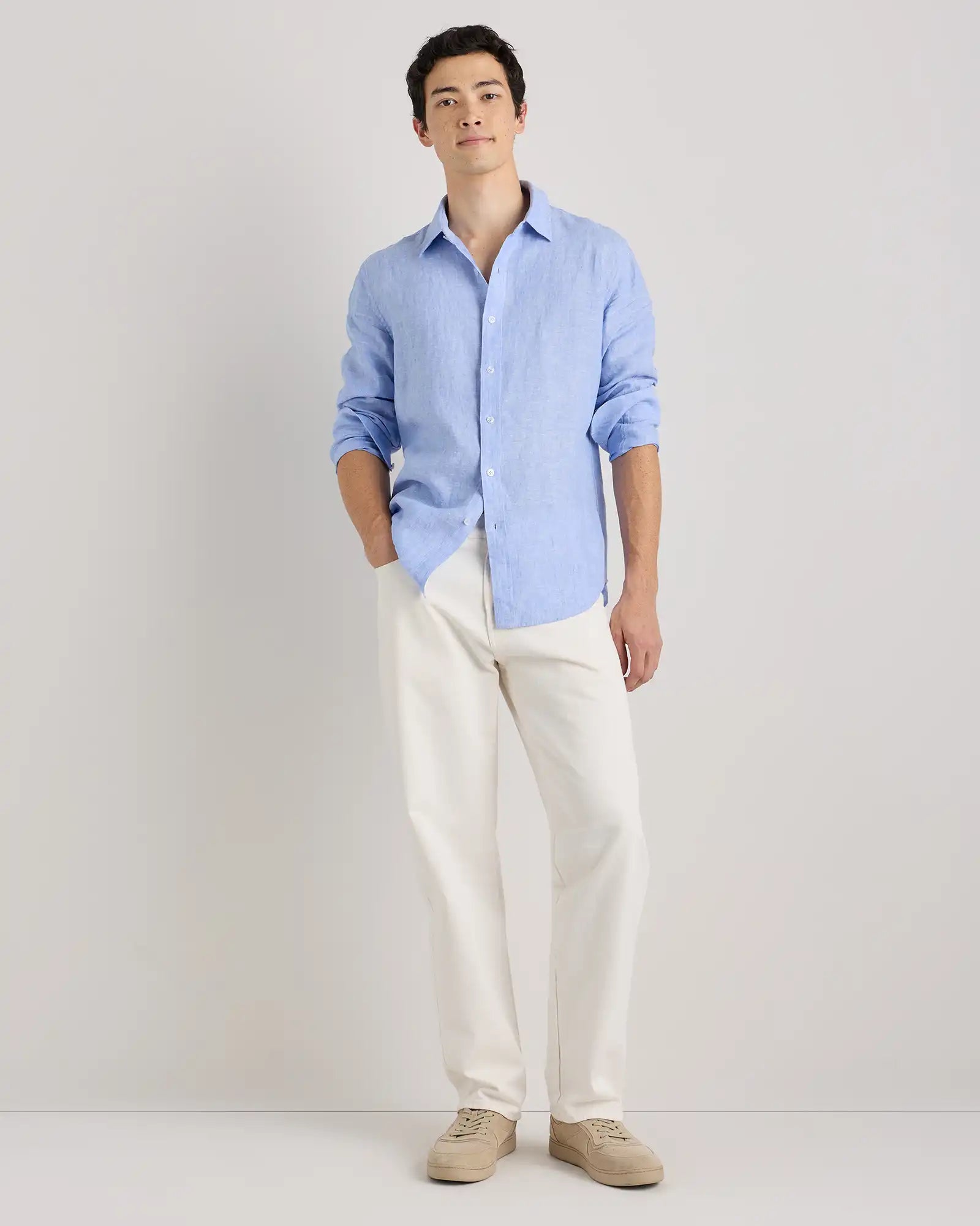 100% European Linen Relaxed Long Sleeve Shirt