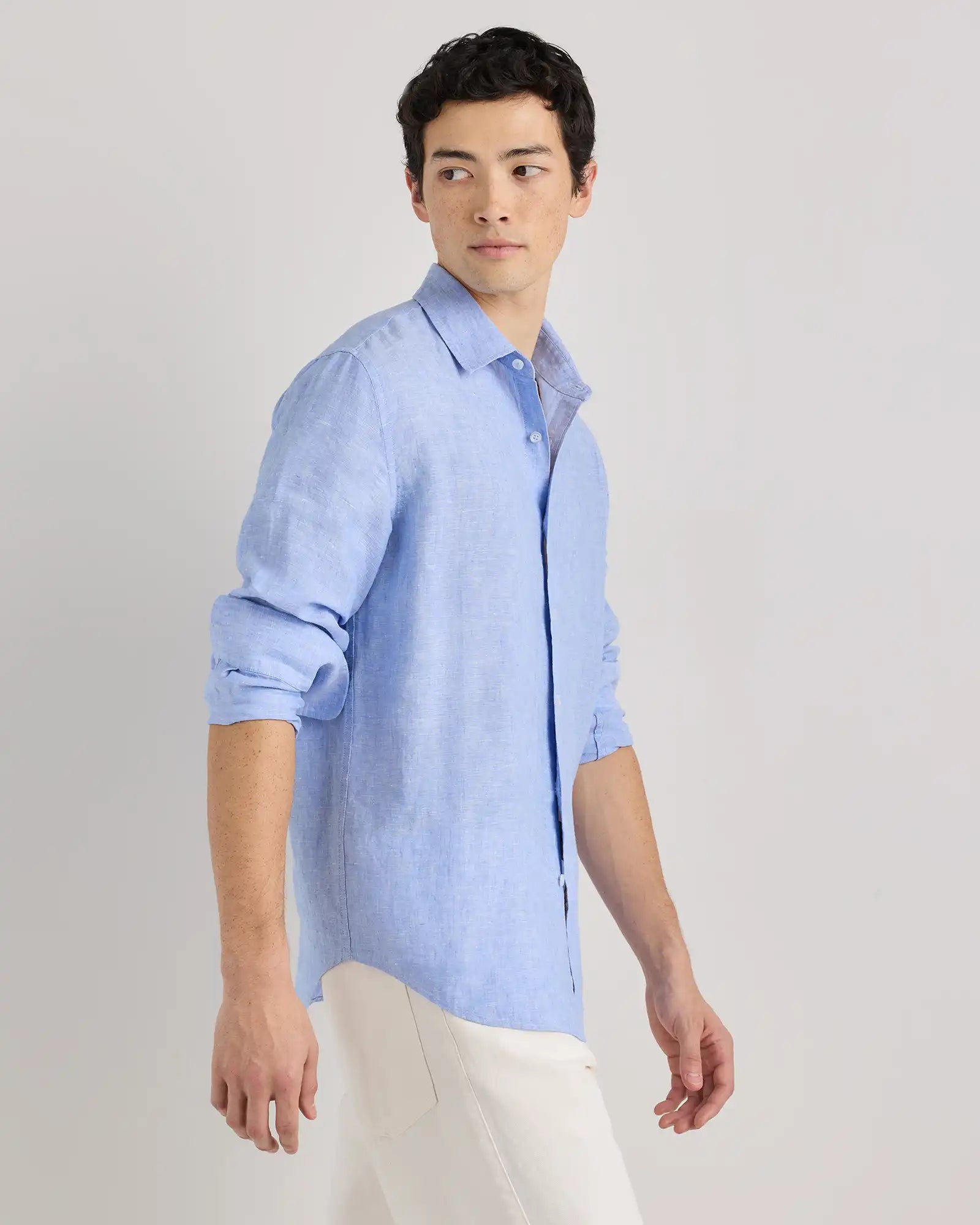 100% European Linen Relaxed Long Sleeve Shirt