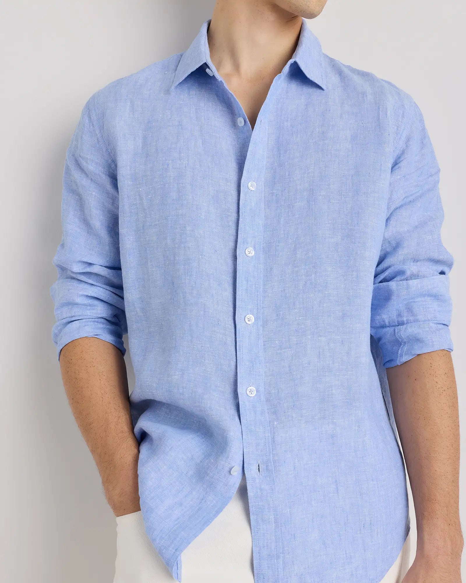 100% European Linen Relaxed Long Sleeve Shirt