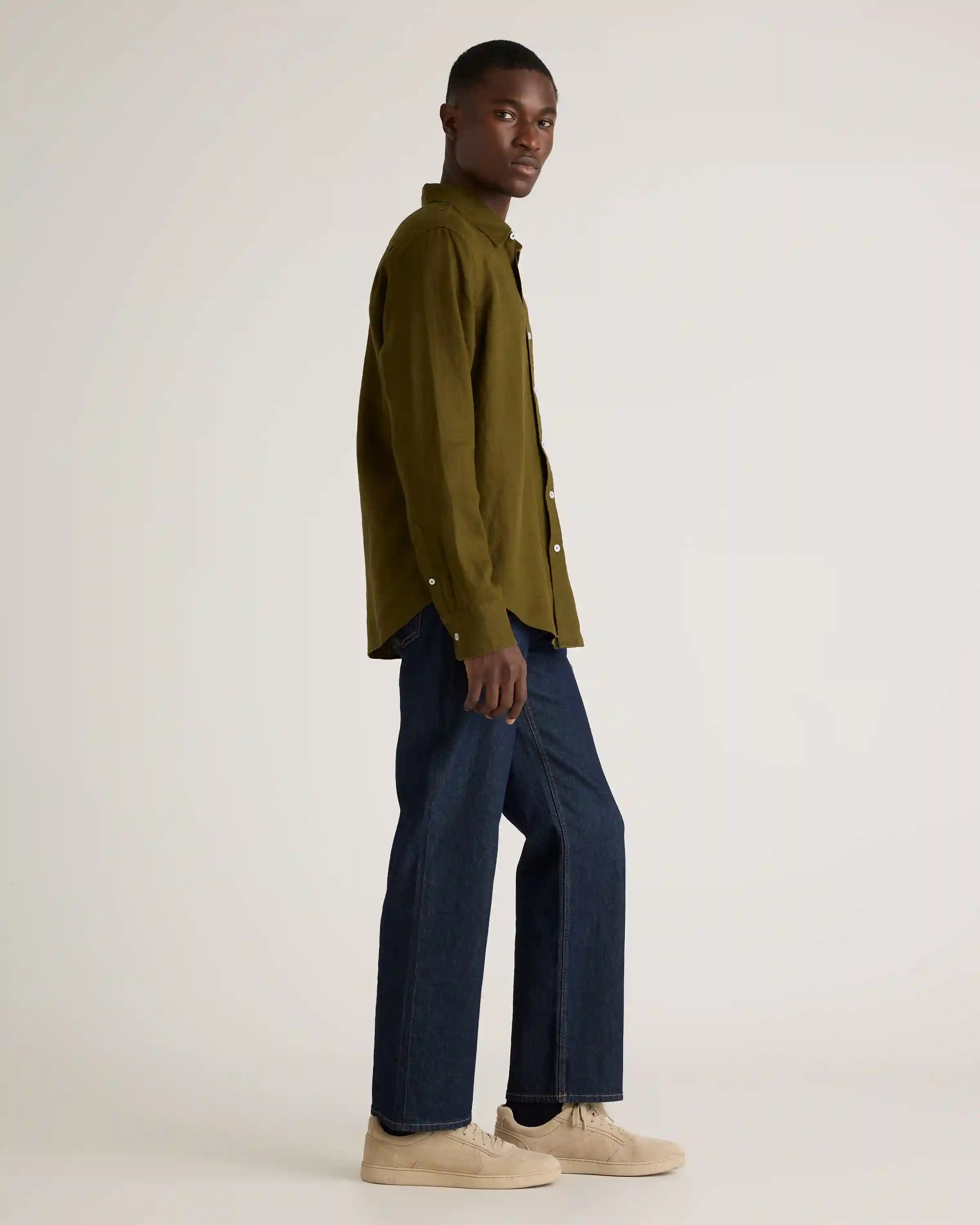100% European Linen Relaxed Long Sleeve Shirt