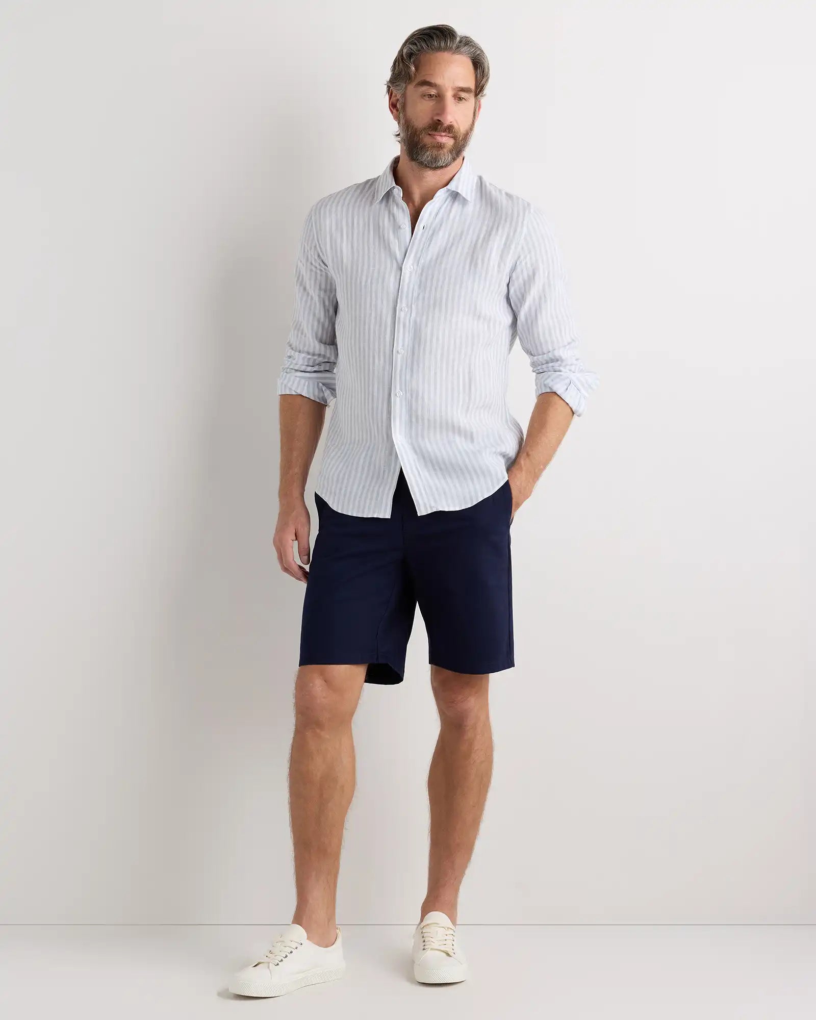 100% European Linen Relaxed Long Sleeve Shirt