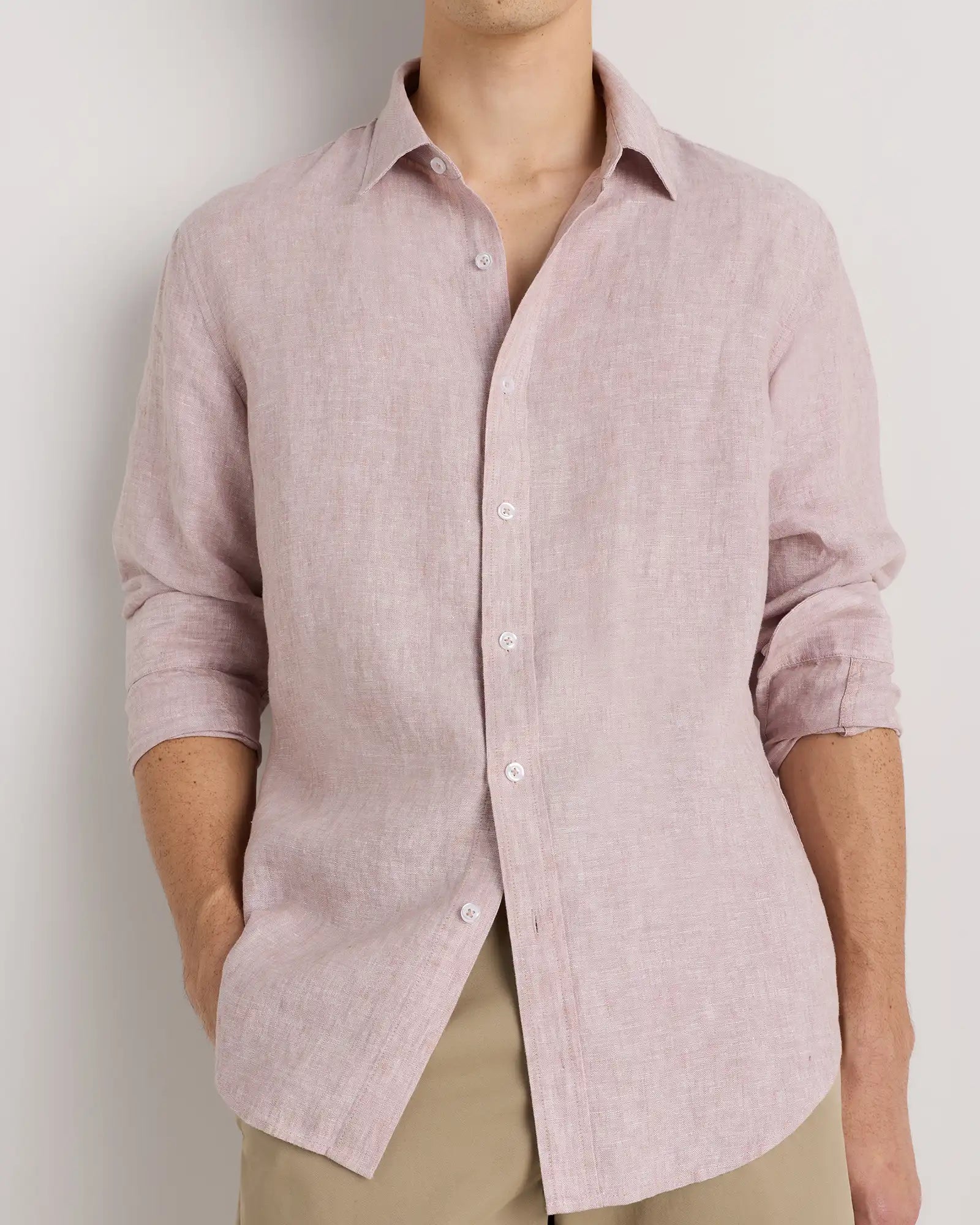 100% European Linen Relaxed Long Sleeve Shirt