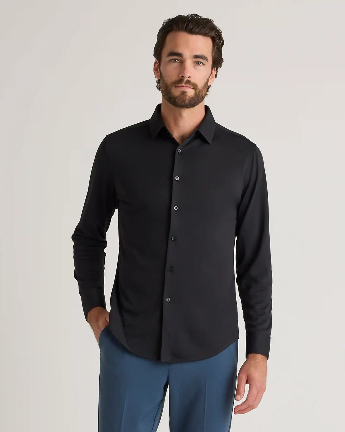 Commuter Stretch Pique Long Sleeve Button Down