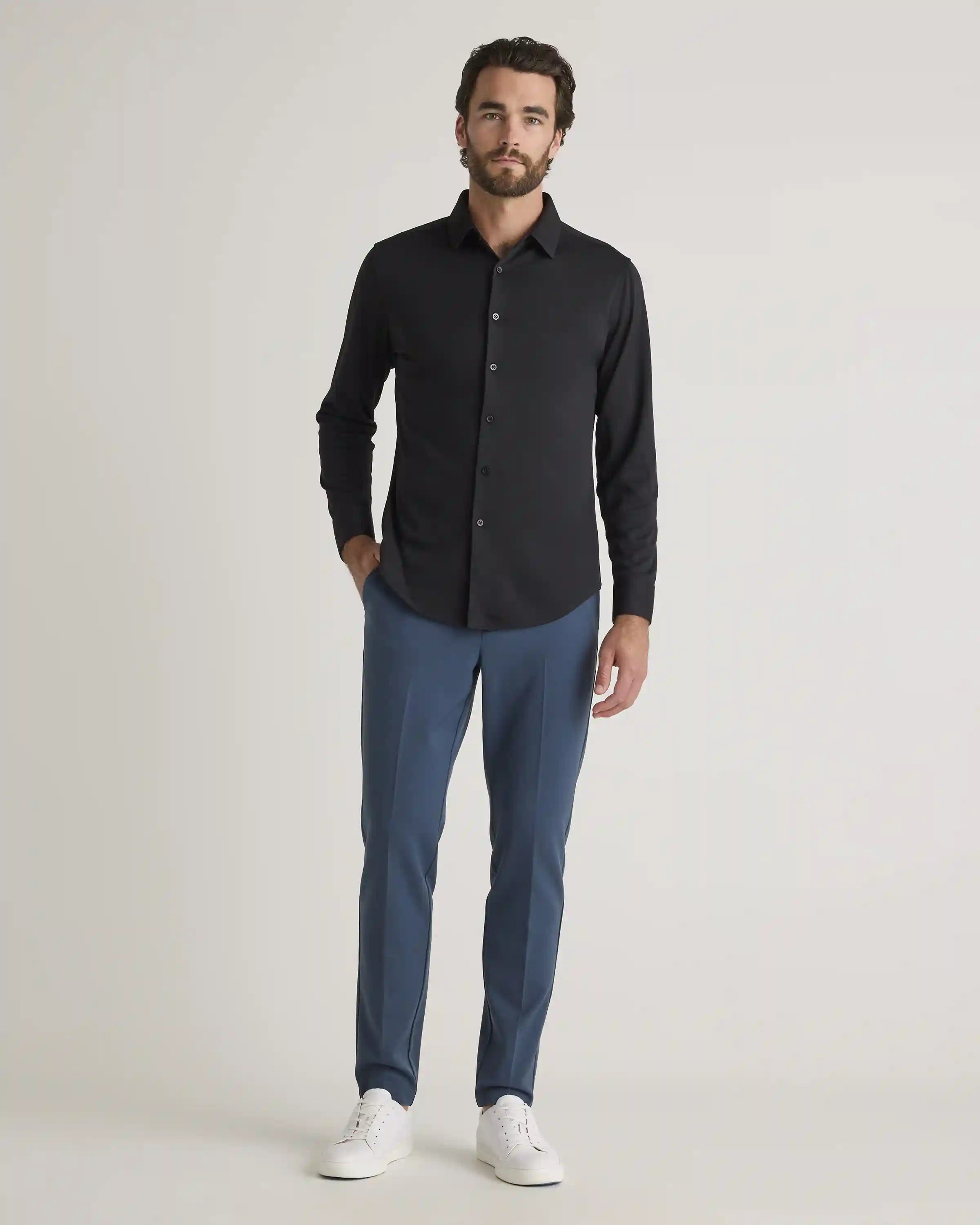 Commuter Stretch Pique Long Sleeve Button Down