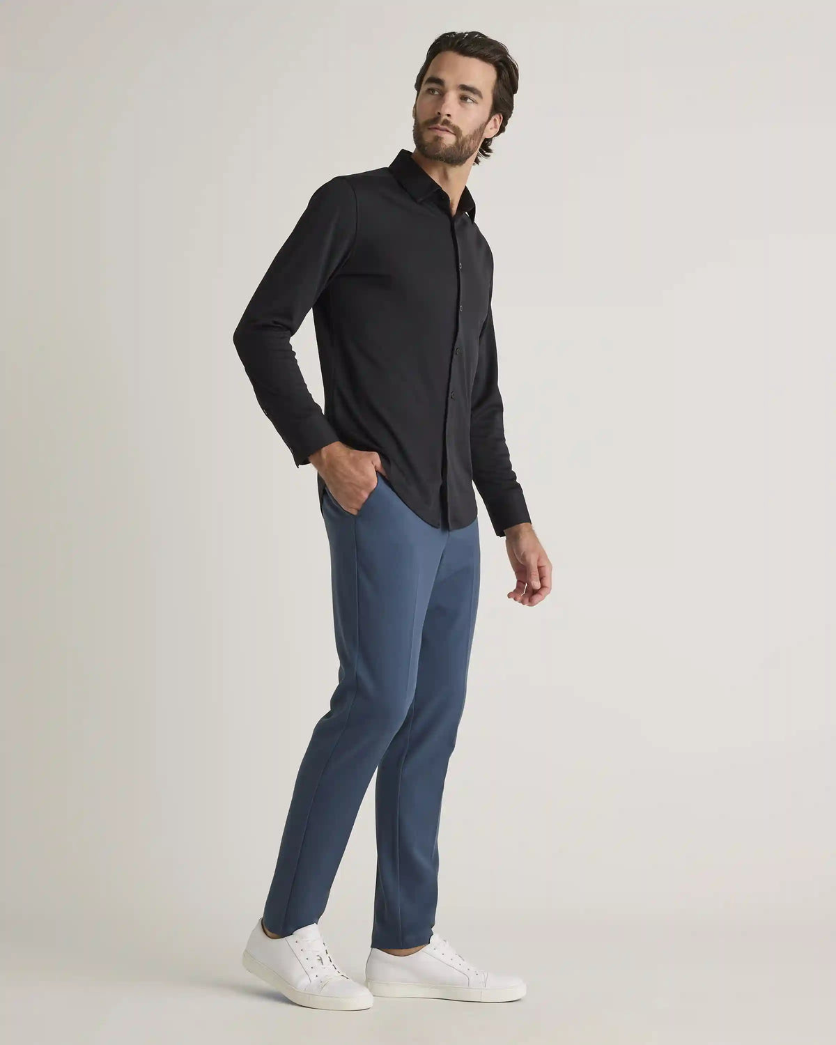 Commuter Stretch Pique Long Sleeve Button Down