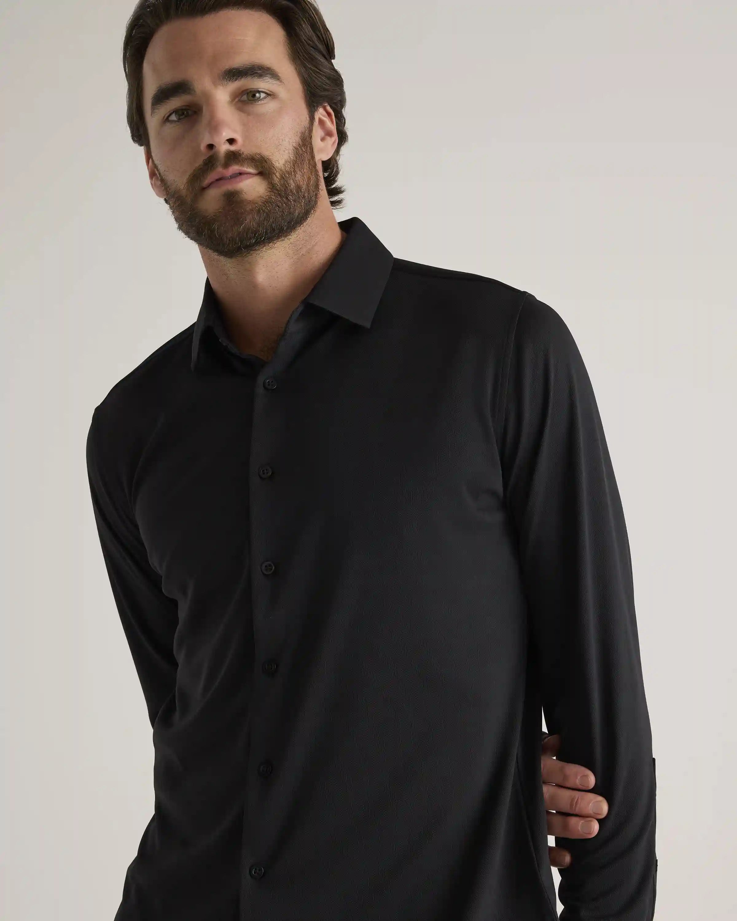 Commuter Stretch Pique Long Sleeve Button Down