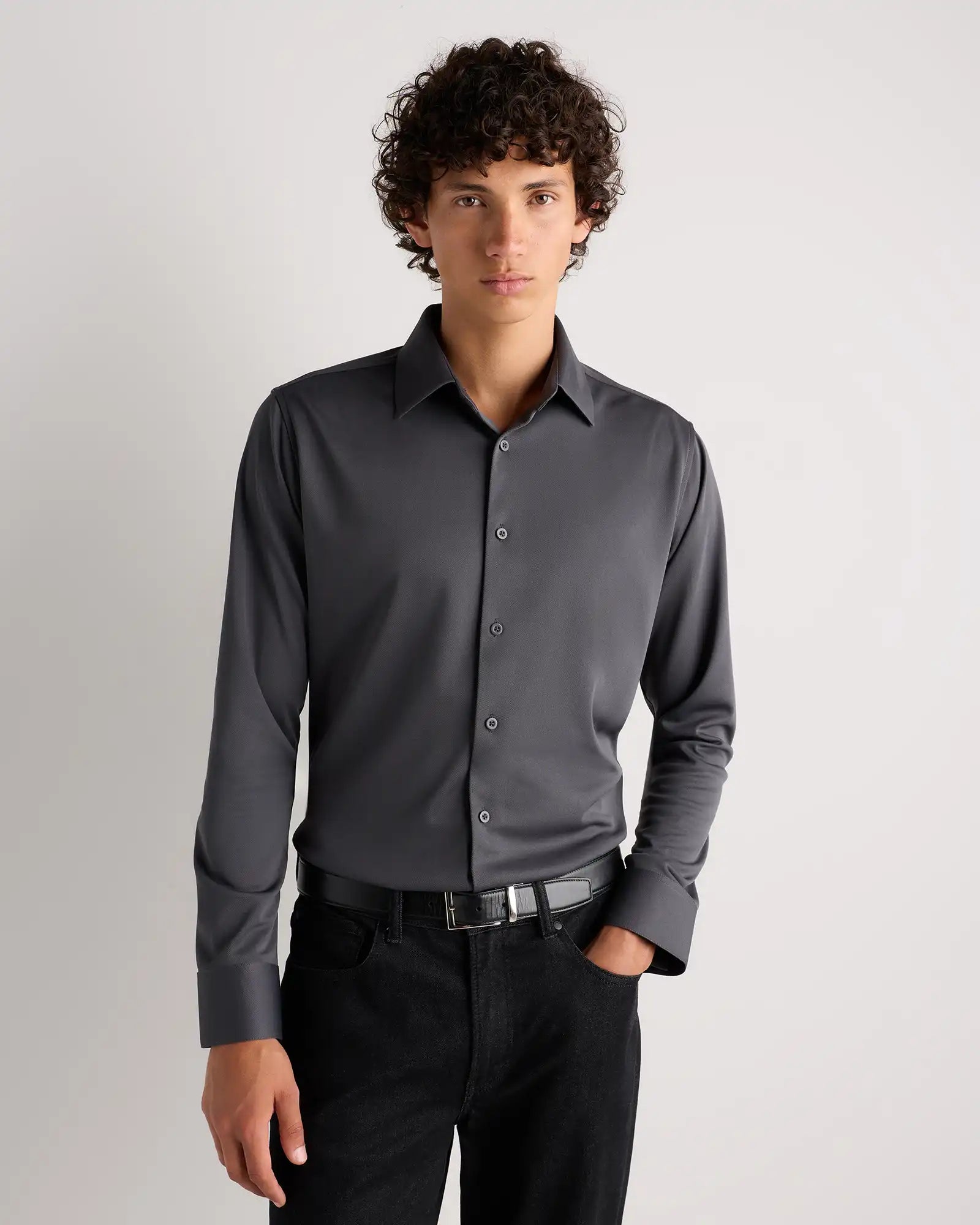 Commuter Stretch Pique Long Sleeve Button Down