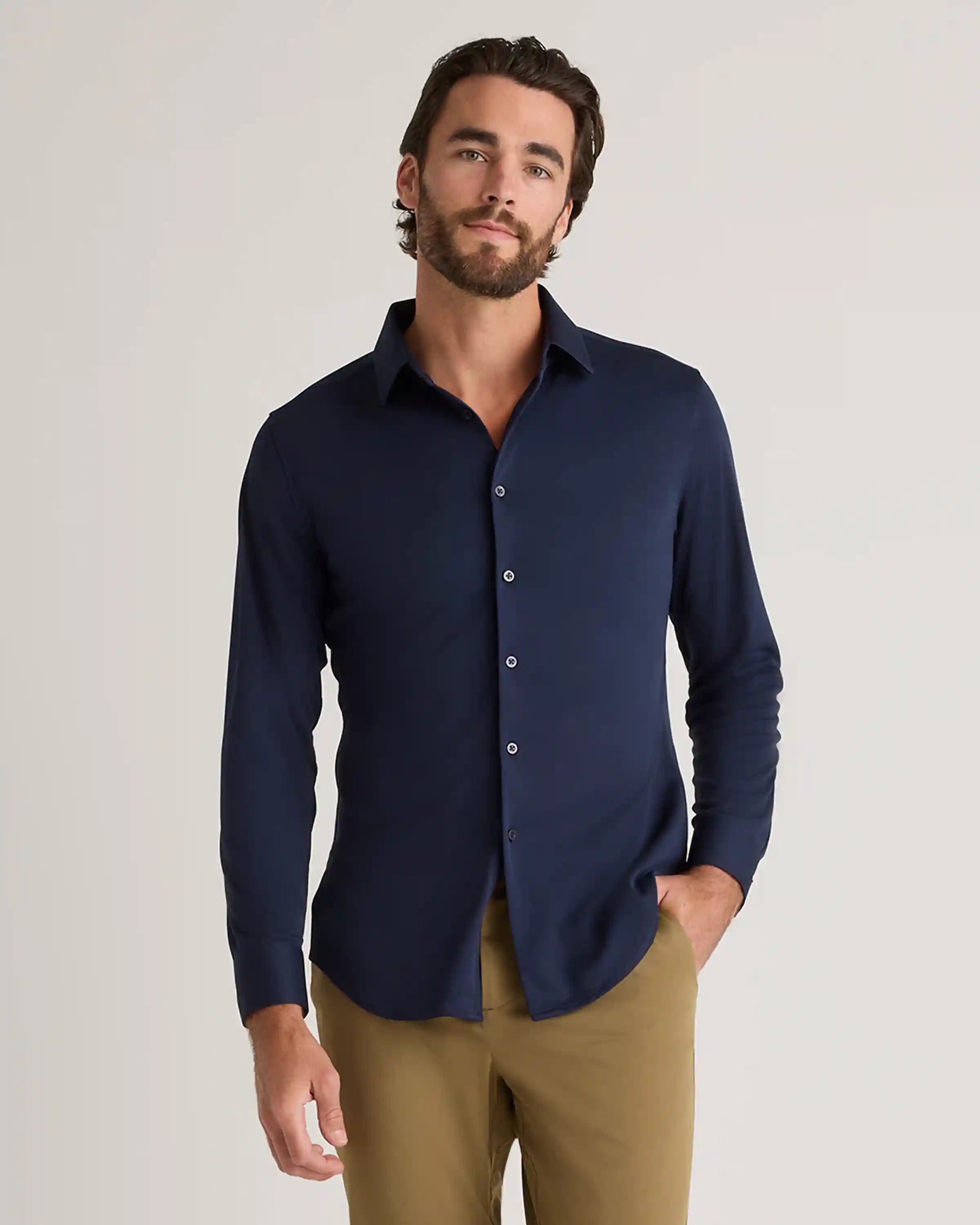 Commuter Stretch Pique Long Sleeve Button Down