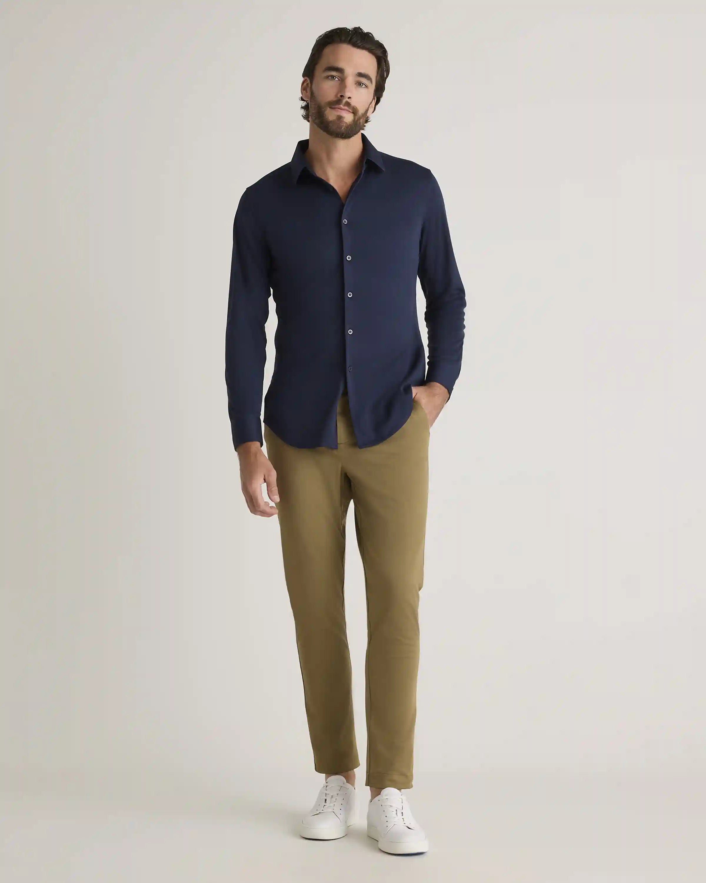 Commuter Stretch Pique Long Sleeve Button Down