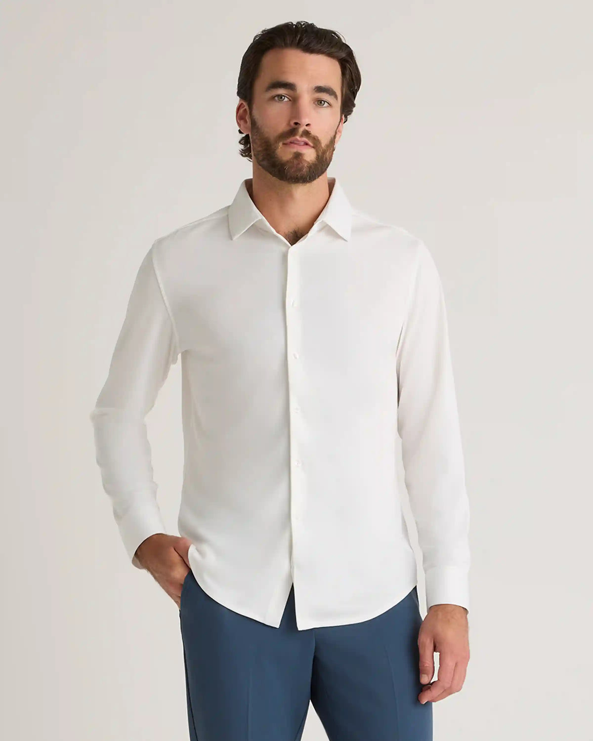 Commuter Stretch Pique Long Sleeve Button Down
