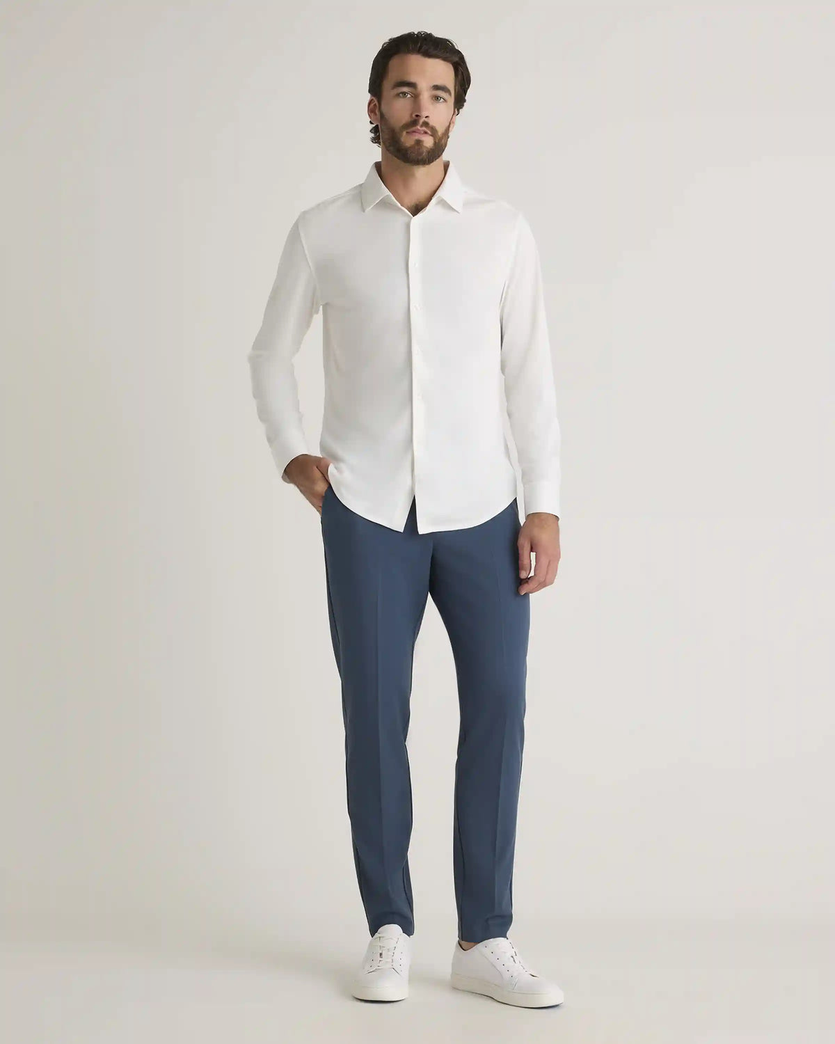 Commuter Stretch Pique Long Sleeve Button Down
