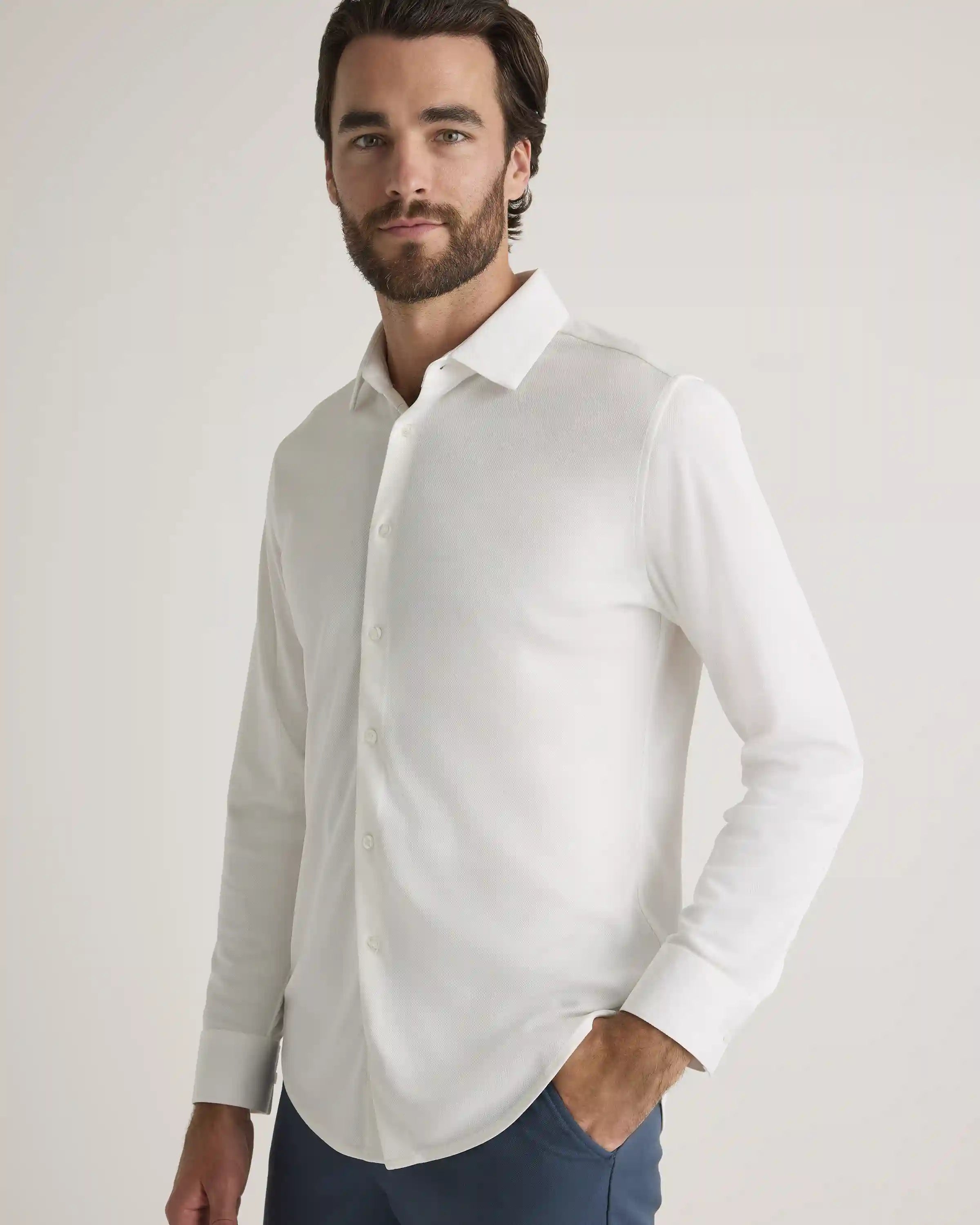 Commuter Stretch Pique Long Sleeve Button Down