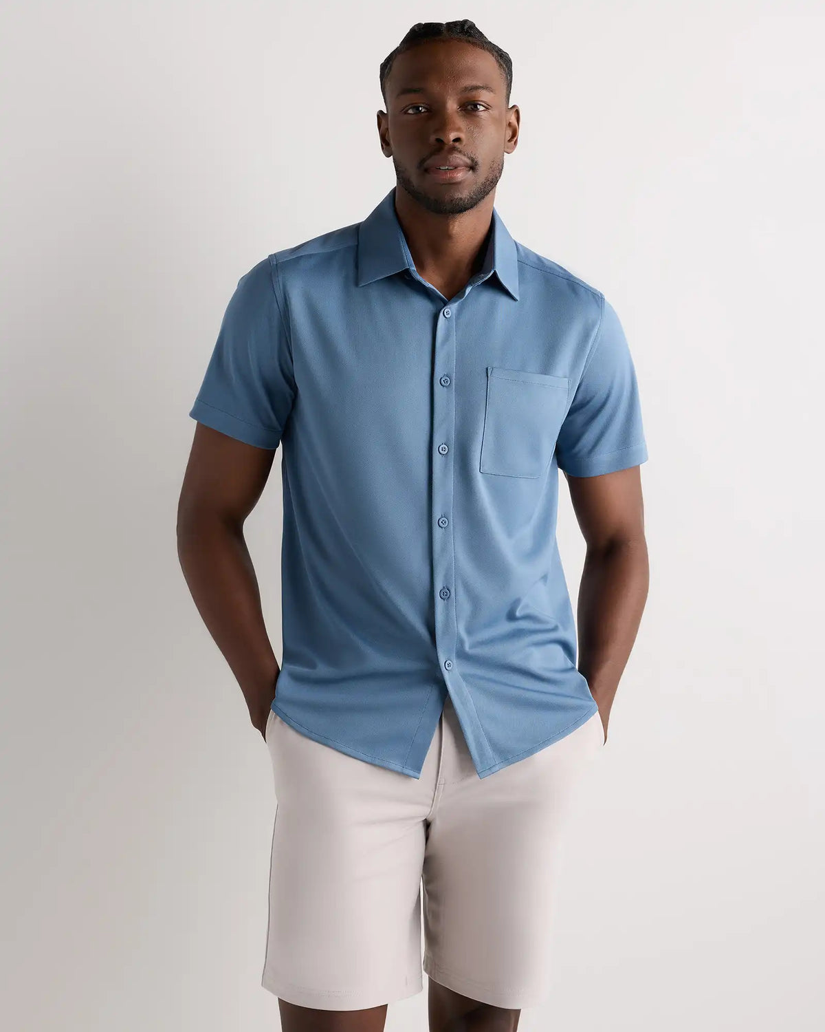 Commuter Stretch Pique Short Sleeve Button Down