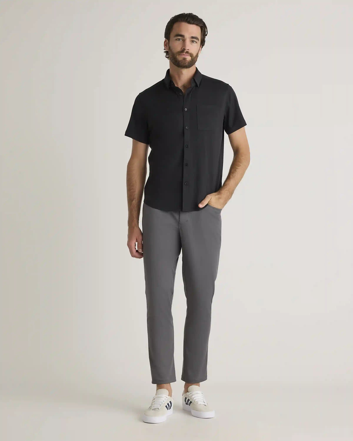 Commuter Stretch Pique Short Sleeve Button Down