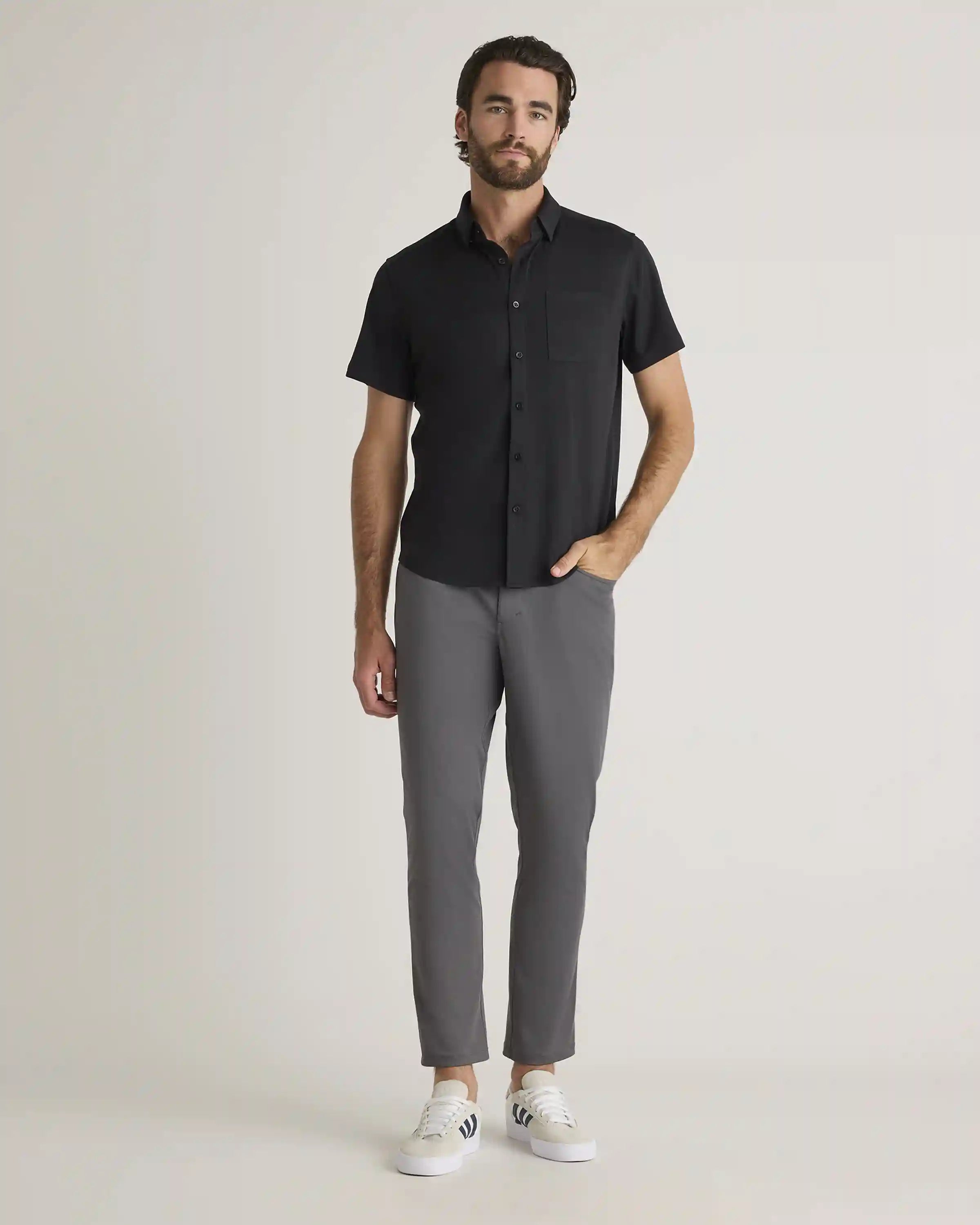 Commuter Stretch Pique Short Sleeve Button Down
