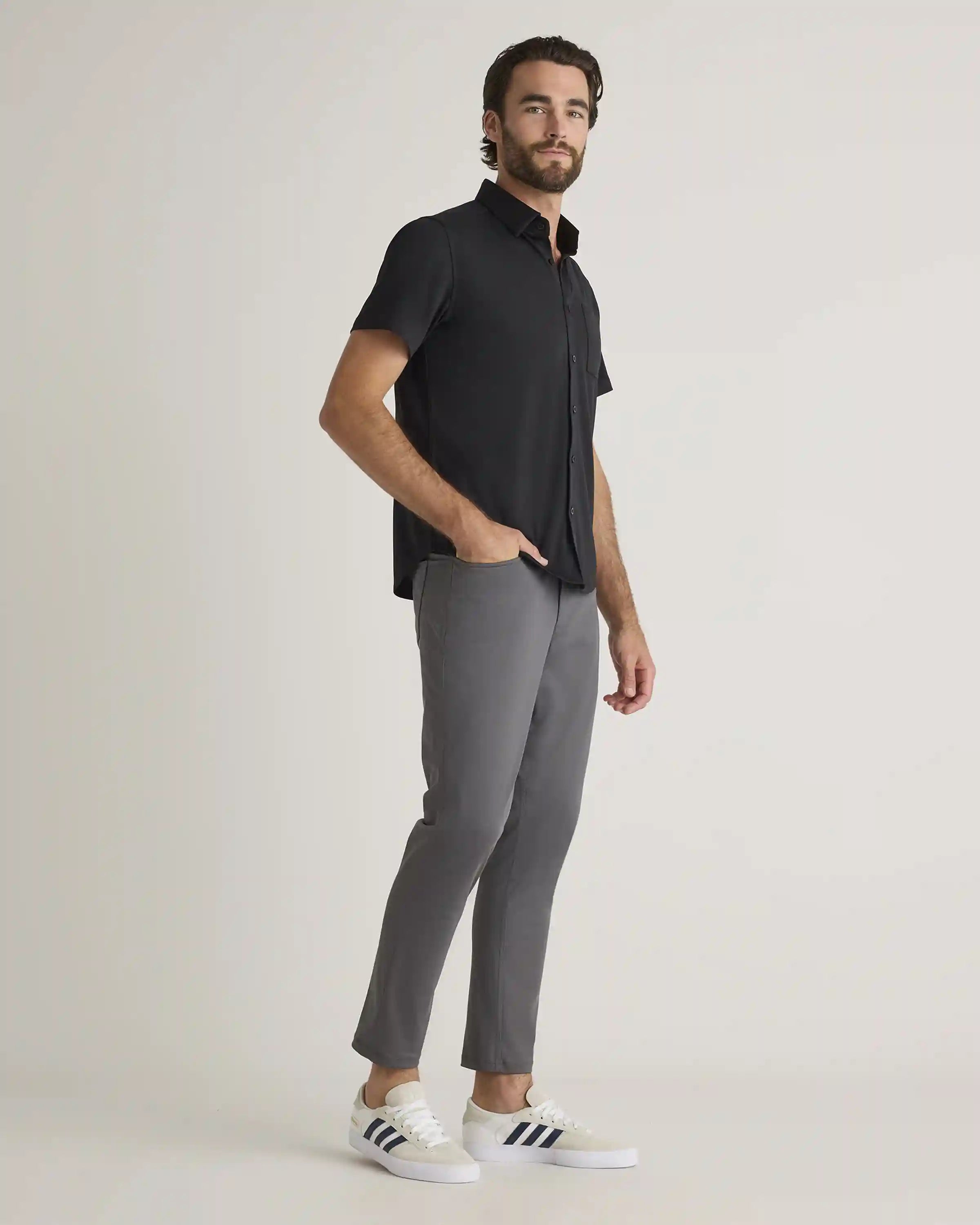 Commuter Stretch Pique Short Sleeve Button Down