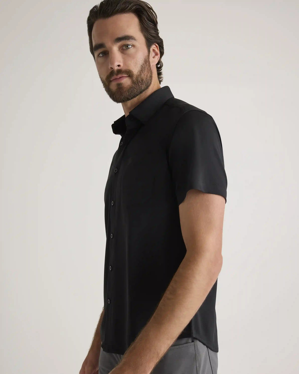 Commuter Stretch Pique Short Sleeve Button Down