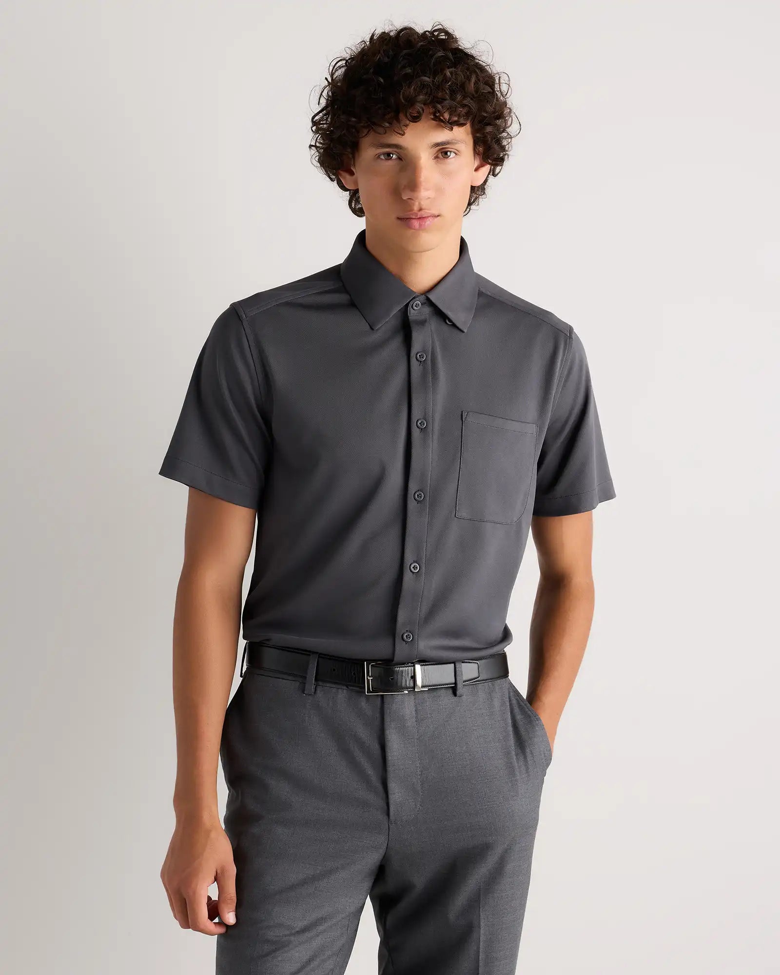 Commuter Stretch Pique Short Sleeve Button Down